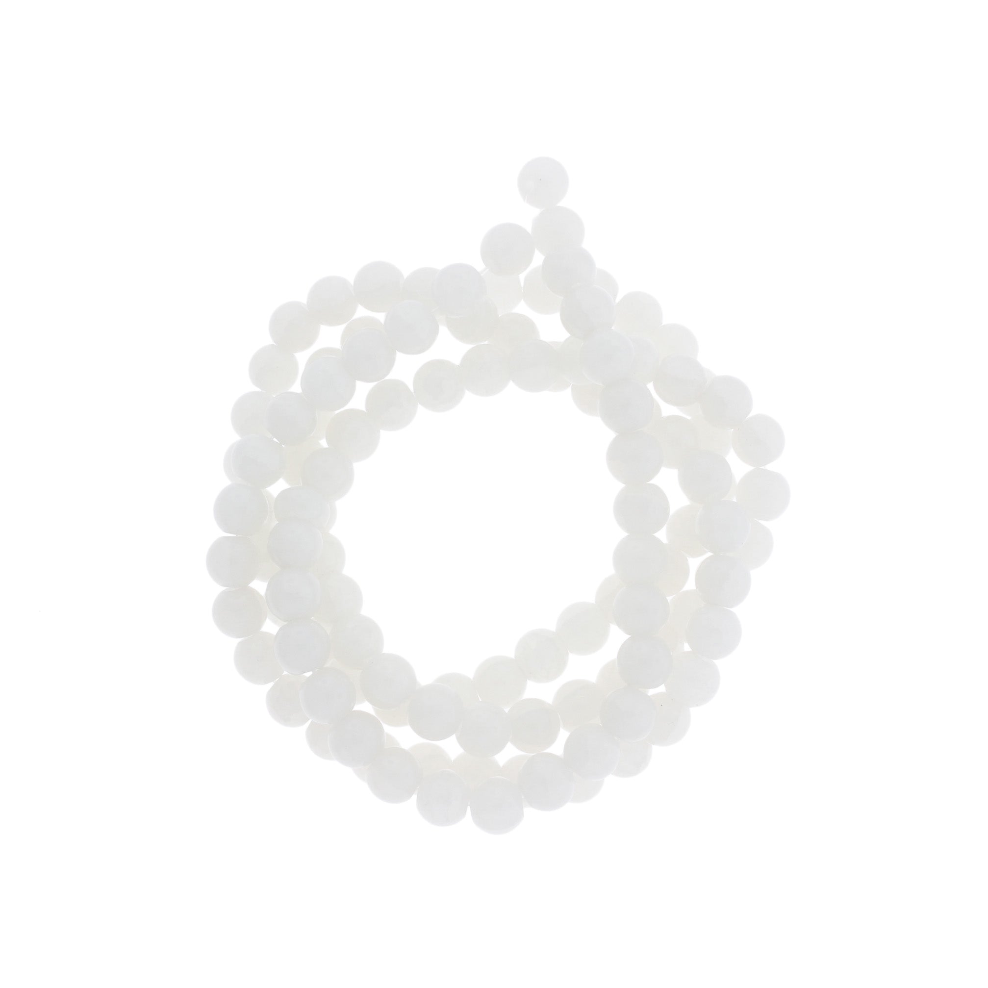 Round Glass Beads 6mm - 8mm - Choose Your Size - Crackle White Imitation Jade - 1 Full 31.8" Strand - BD2731
