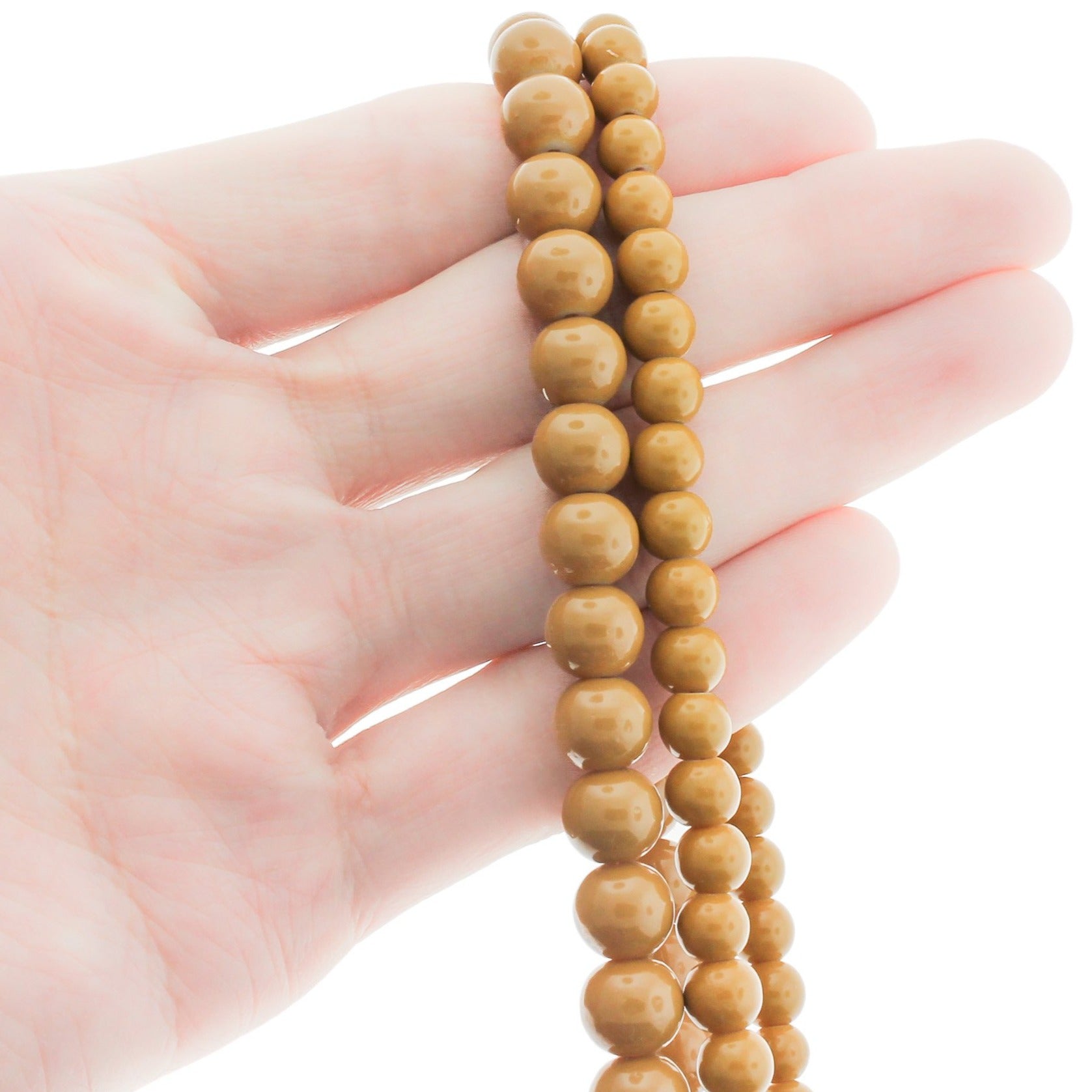 Perles de verre rondes 6mm - 8mm - Choisissez votre taille - Brun doré - 1 brin complet de 31" - BD2680