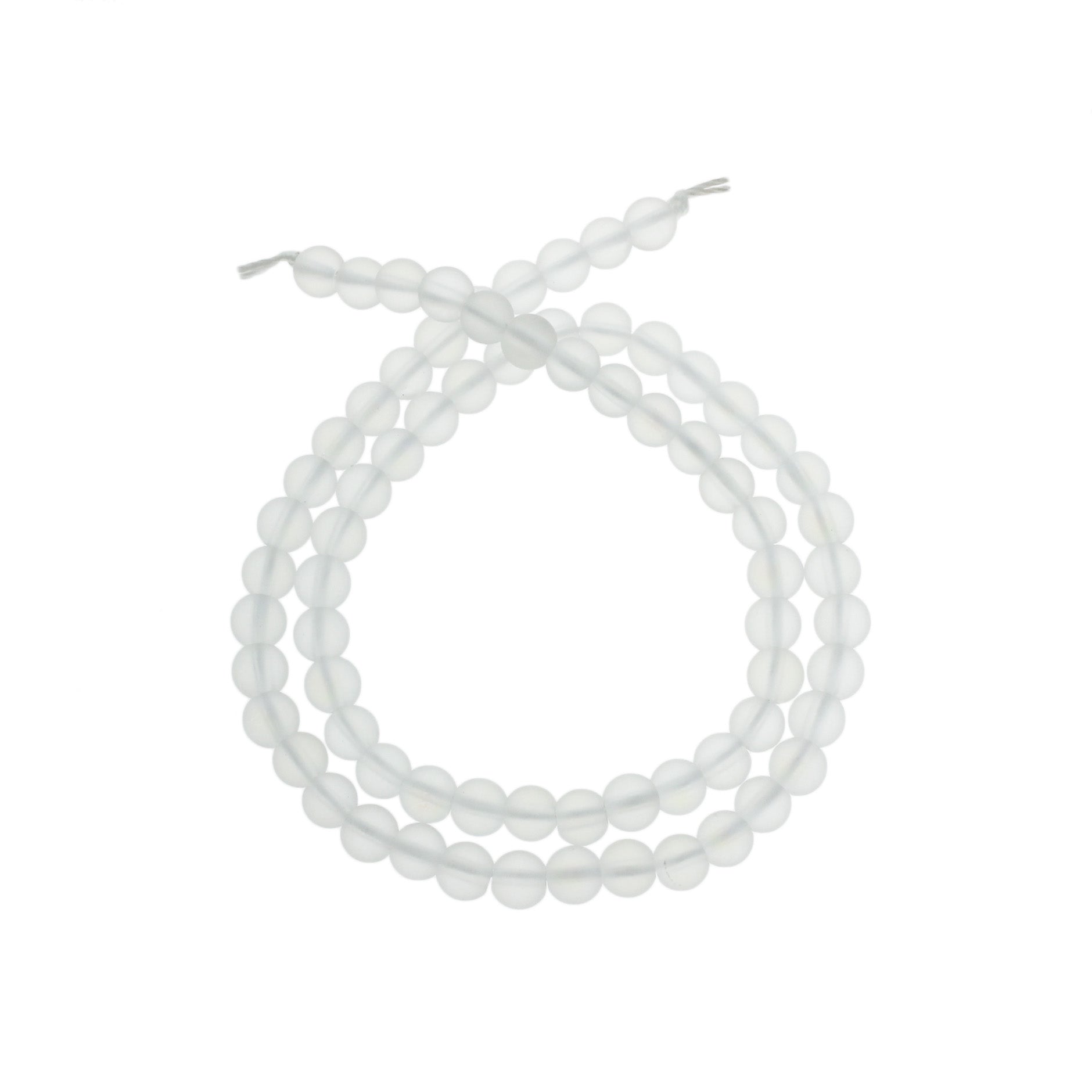 Round Glass Beads 6mm - Frosted White - 1 Strand 63 Beads - BD1413