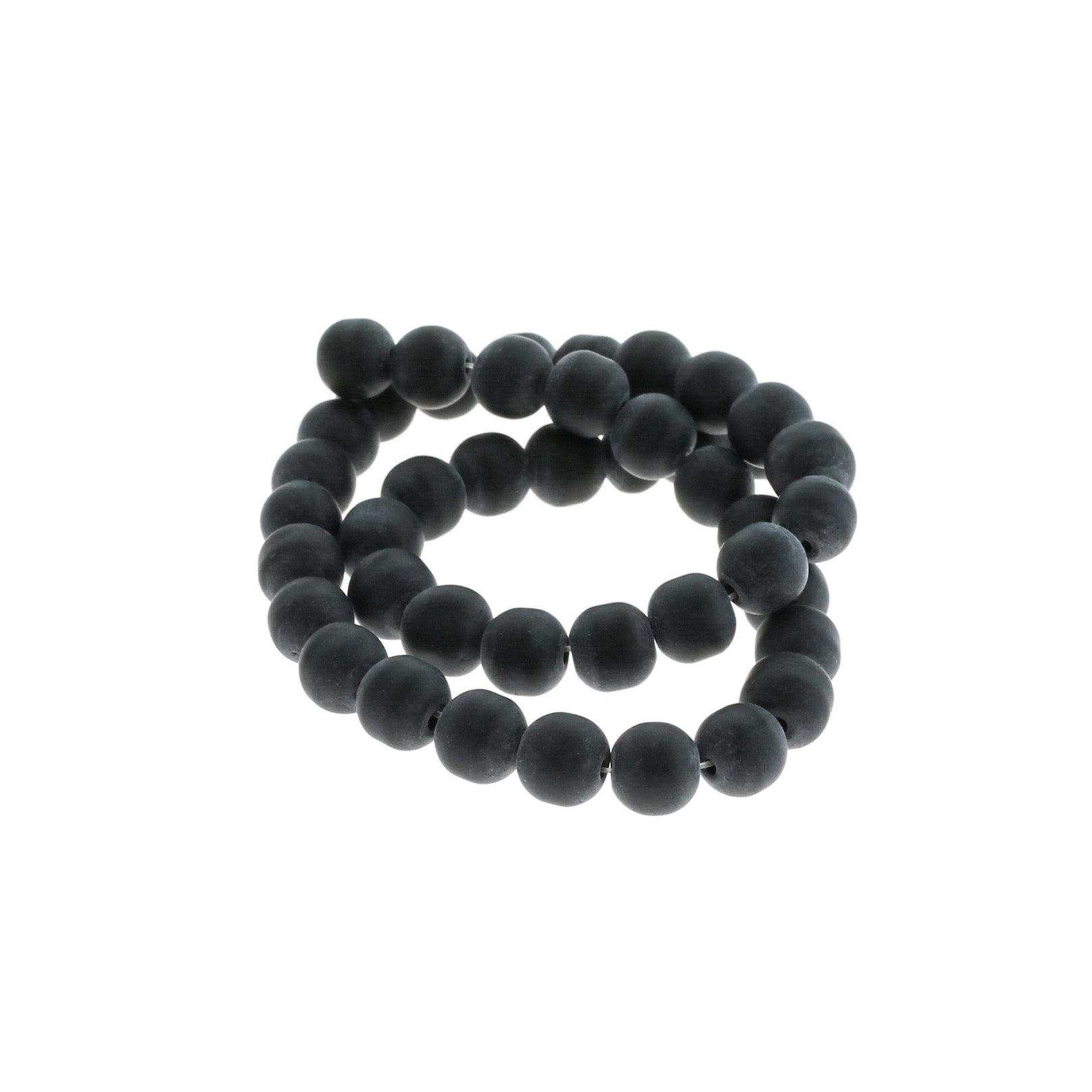 Round Glass Beads 8mm - Frosted Black - 1 Strand 40 Beads - BD529