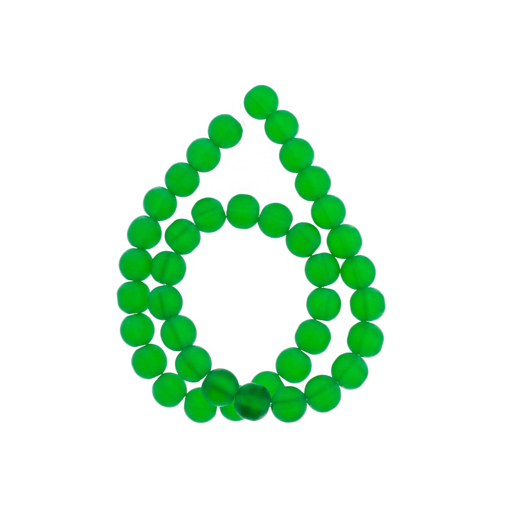 Round Glass Beads 8mm - Frosted Dark Green - 1 Strand 42 Beads - BD1061