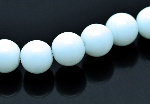 Perles de Verre Rondes 8mm - Blanc Givré - 1 Rang 100 Perles - BD156