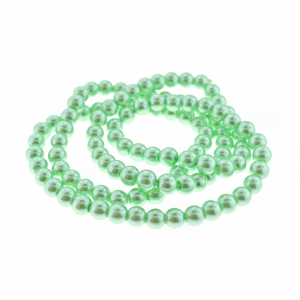 Perles de Verre Rondes 8mm - Perle Vert Menthe - 1 Rang 105 Perles - BD278