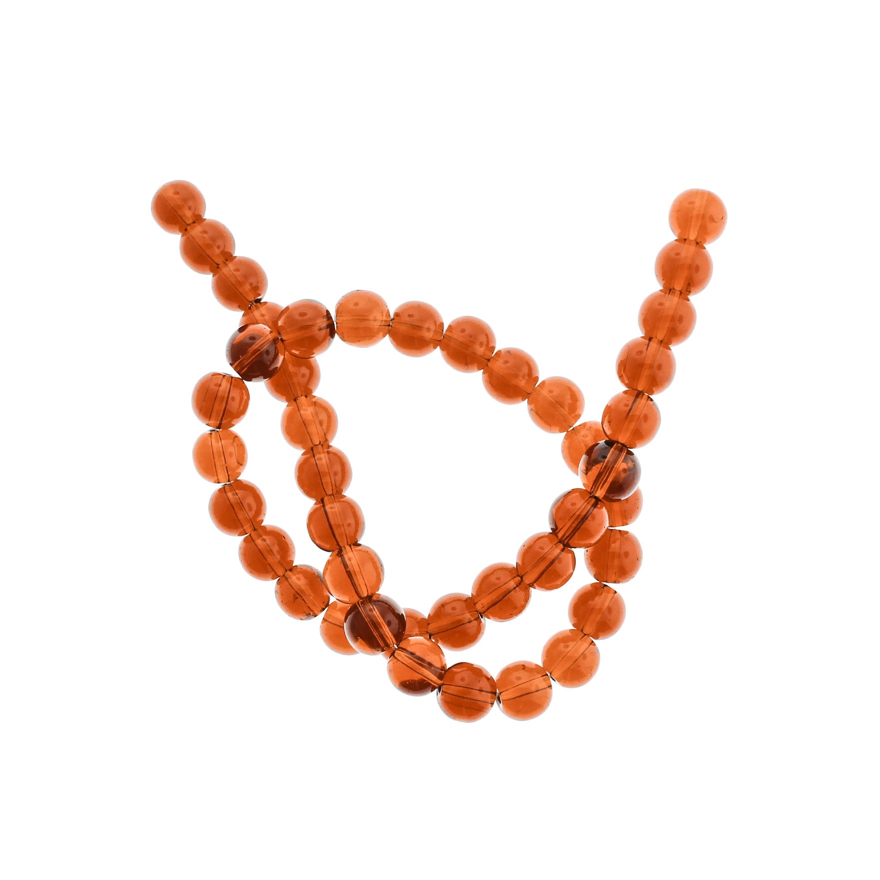 Perles de Verre Rondes 8mm - Marron Selle Transparent - 1 Rang 40 Perles - BD2694