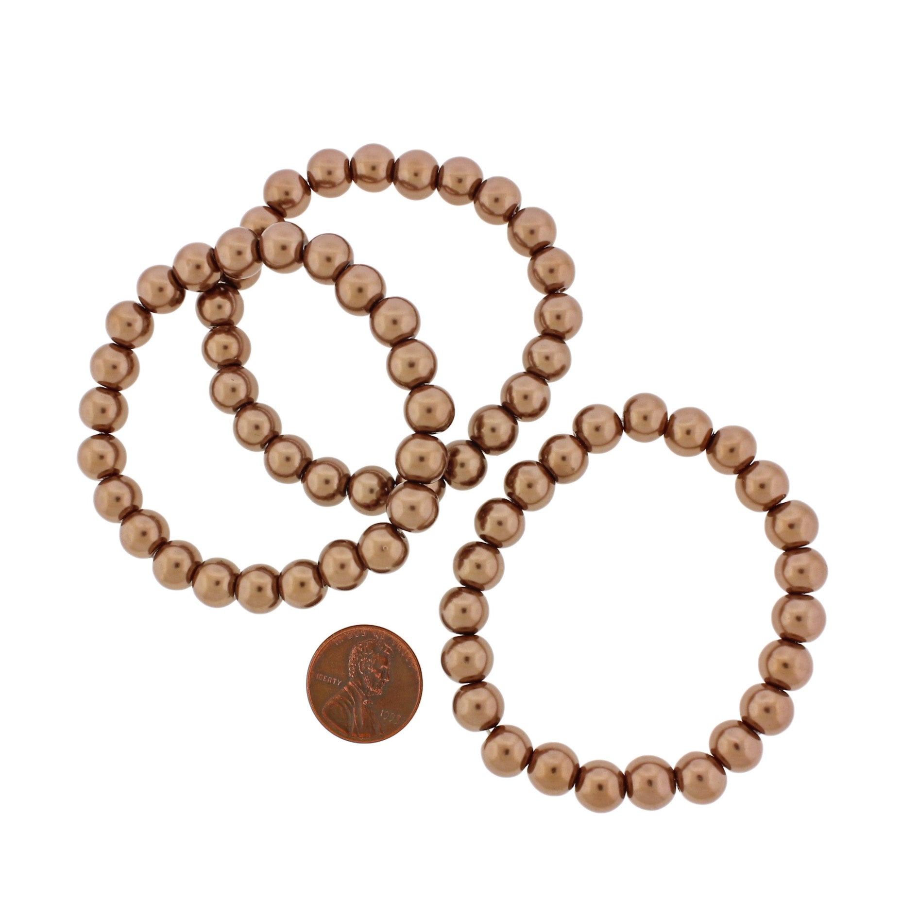 Round Glass Pearl Bead Bracelet 8mm / 55mm - Choose Your Color - 1 Bracelet