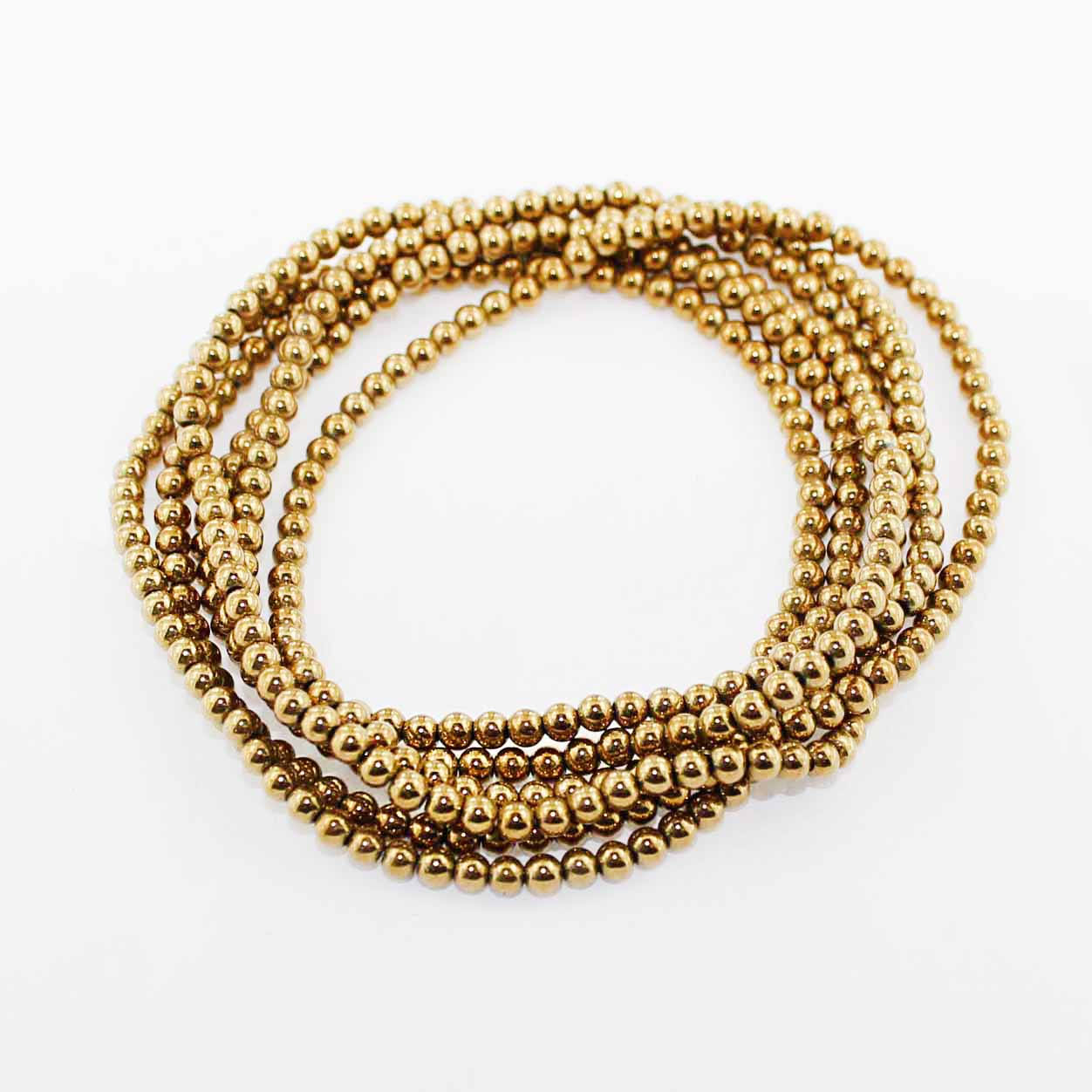 Round Hematite Beads 3mm - Gold - 1 Strand 136 Beads - BD1102