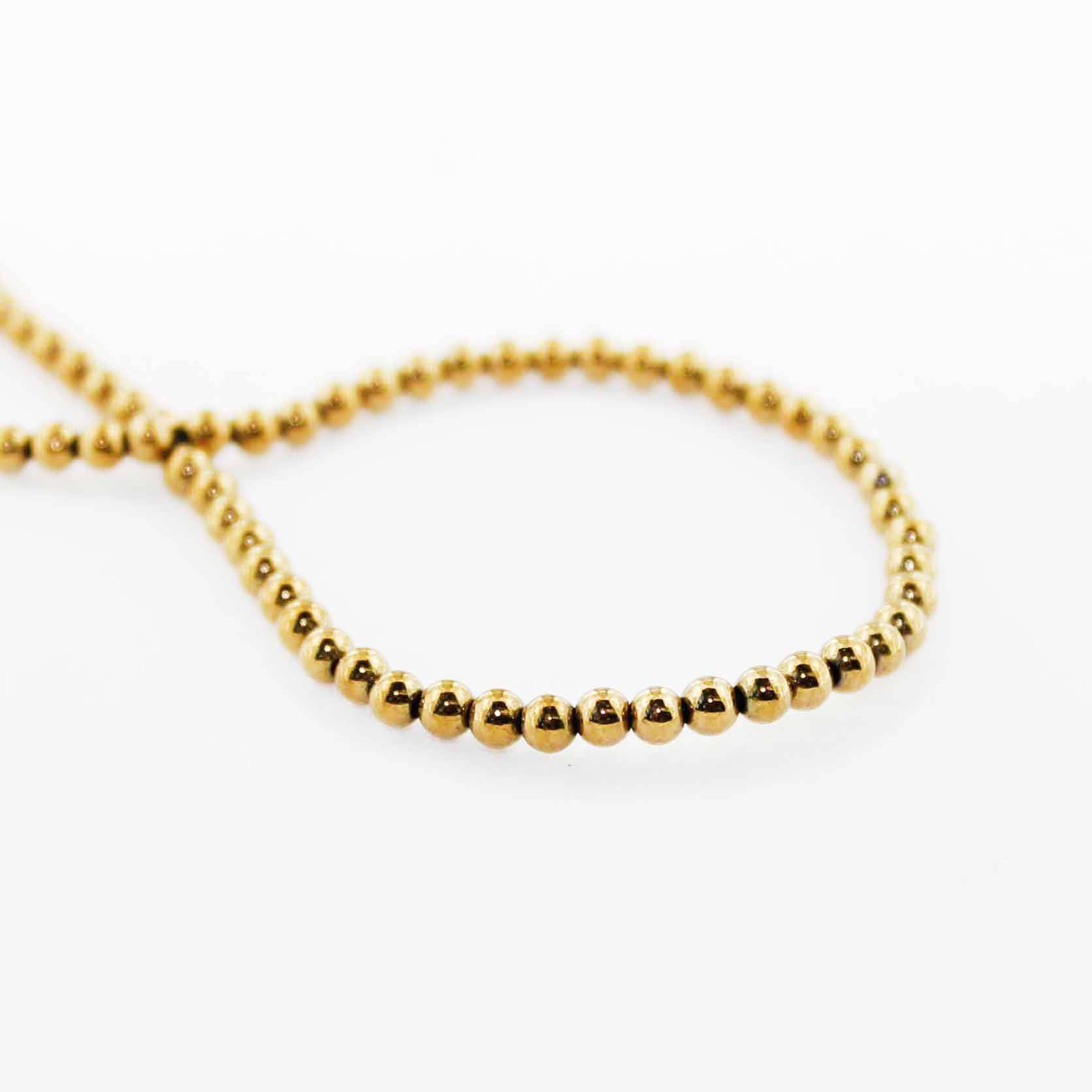 Round Hematite Beads 3mm - Gold - 1 Strand 136 Beads - BD1102