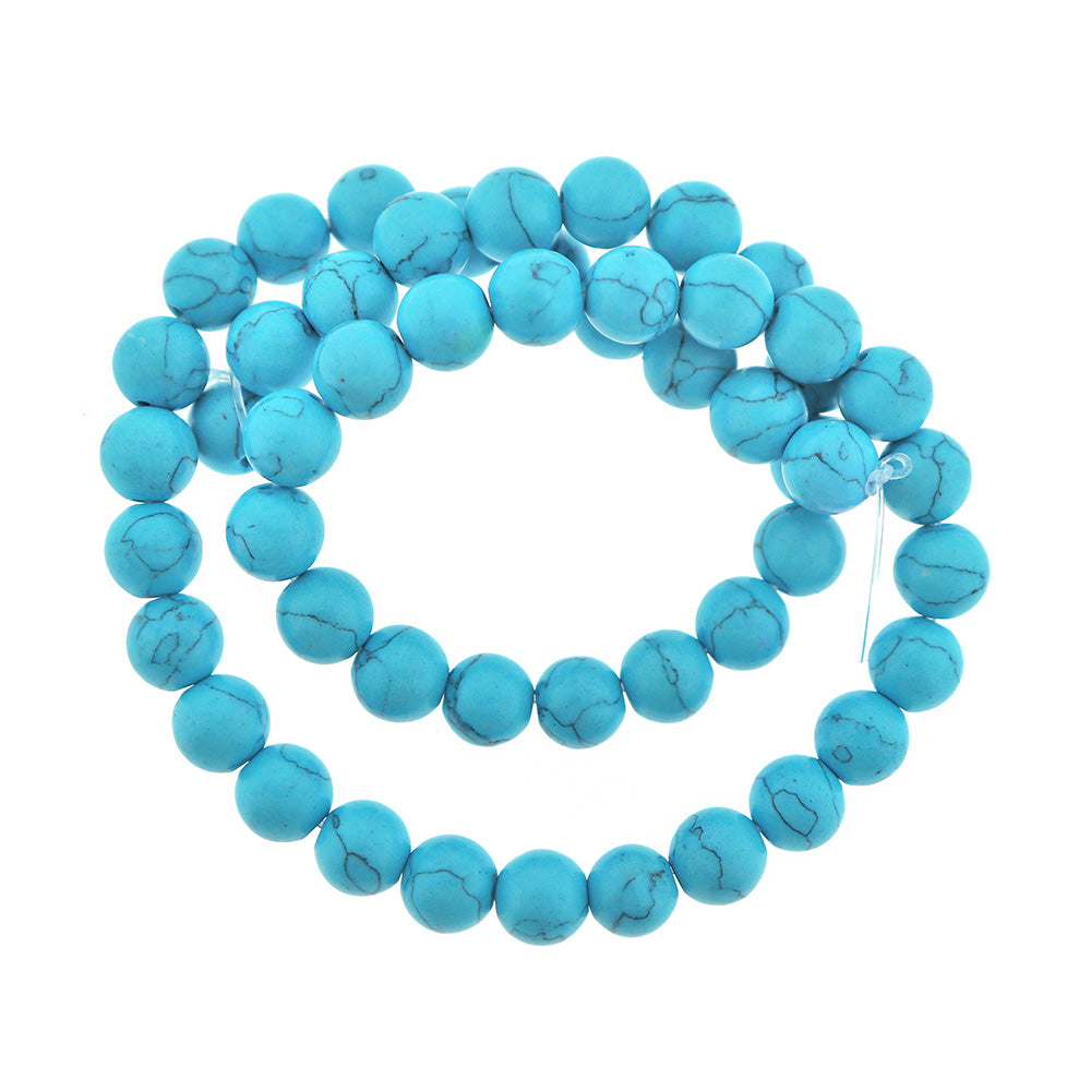 Round Imitation Gemstone Beads 4mm - 10mm - Choose Your Size - Sky Blue Marble - 1 Full 16" Strand - BD1947