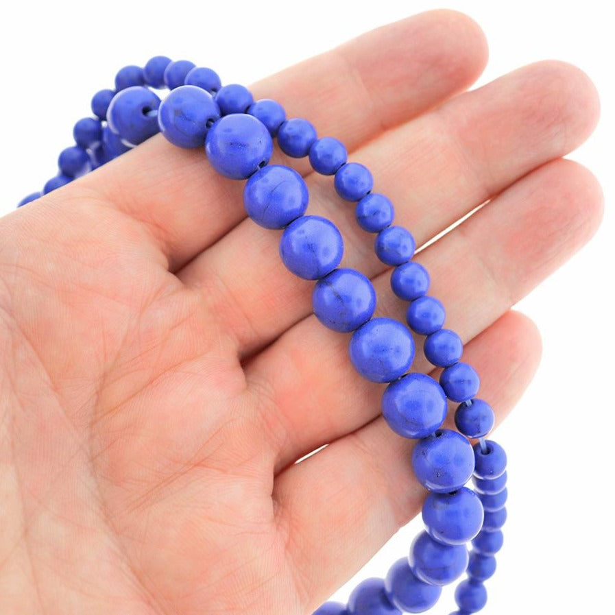 Round Imitation Gemstone Beads 6mm - 10mm - Choose Your Size - Indigo - 1 Full 15" Strand - BD1983