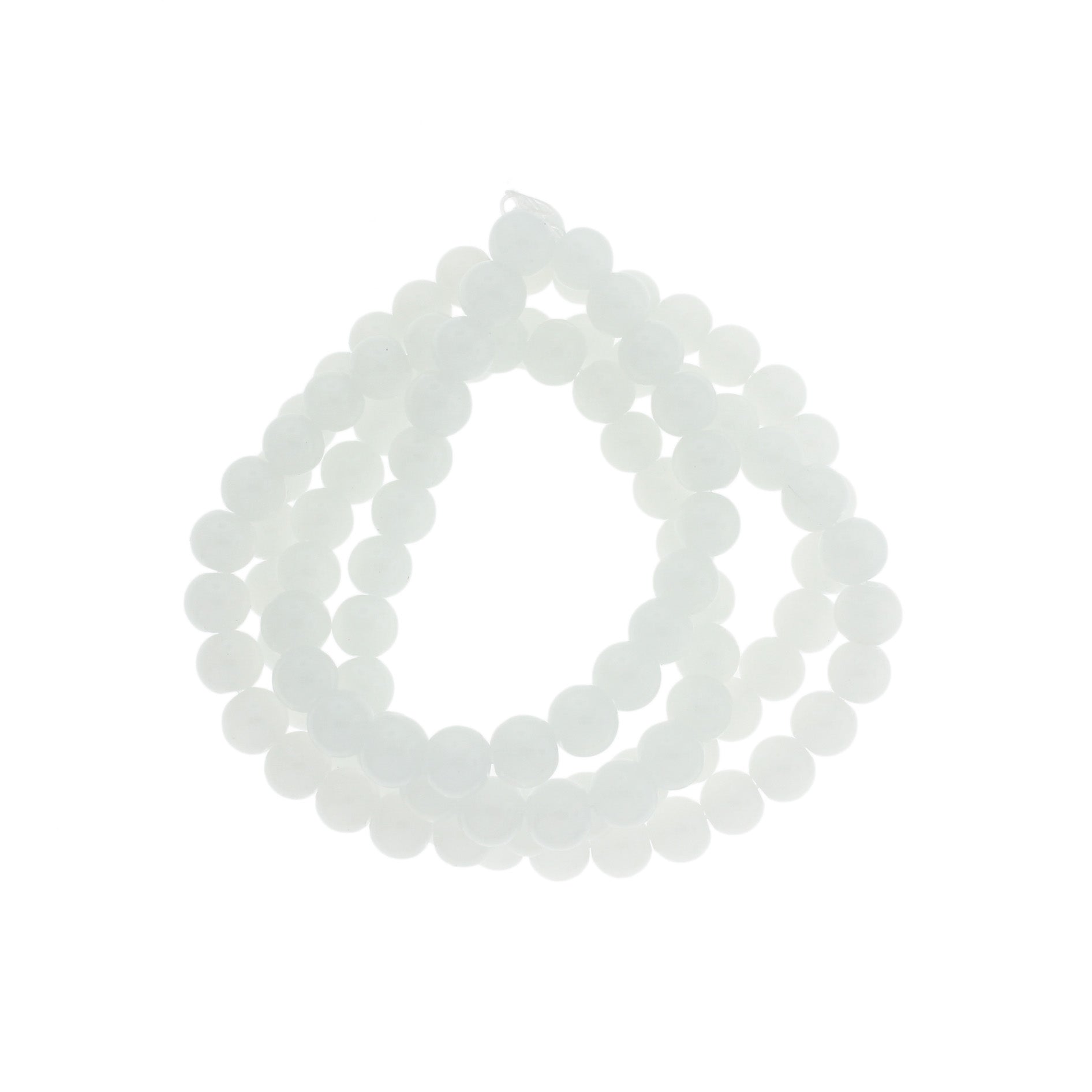 Perles rondes imitation jade 6mm - 8mm - Choisissez votre taille - Blanc - 1 brin complet de 31" - BD2735