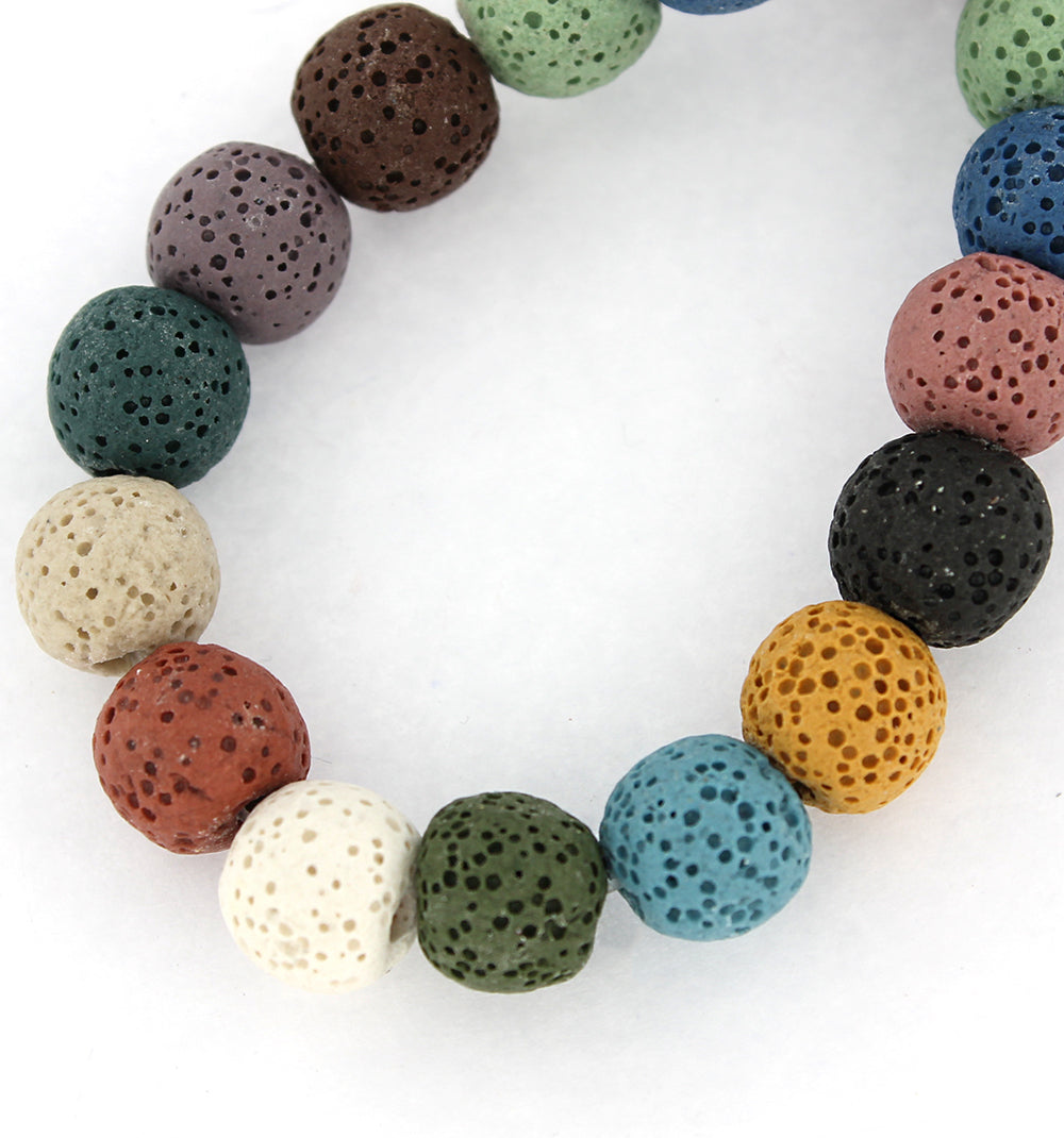 Round Lava Beads 8mm - Assorted Rainbow Colors - 1 Strand 50 Beads - BD430