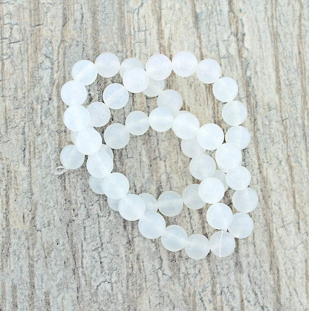 Perles d'agate naturelle rondes 4mm -10mm - Choisissez votre taille - Blanc laiteux - 1 brin complet de 15" - BD1852