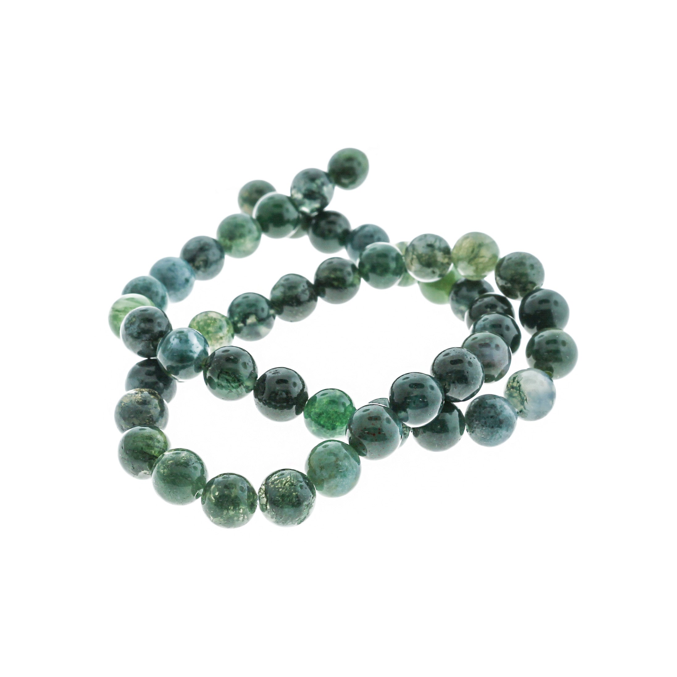Perles d'agate naturelle rondes 4mm -12mm - Choisissez votre taille - Vert forêt - 1 brin complet de 15" - BD1833