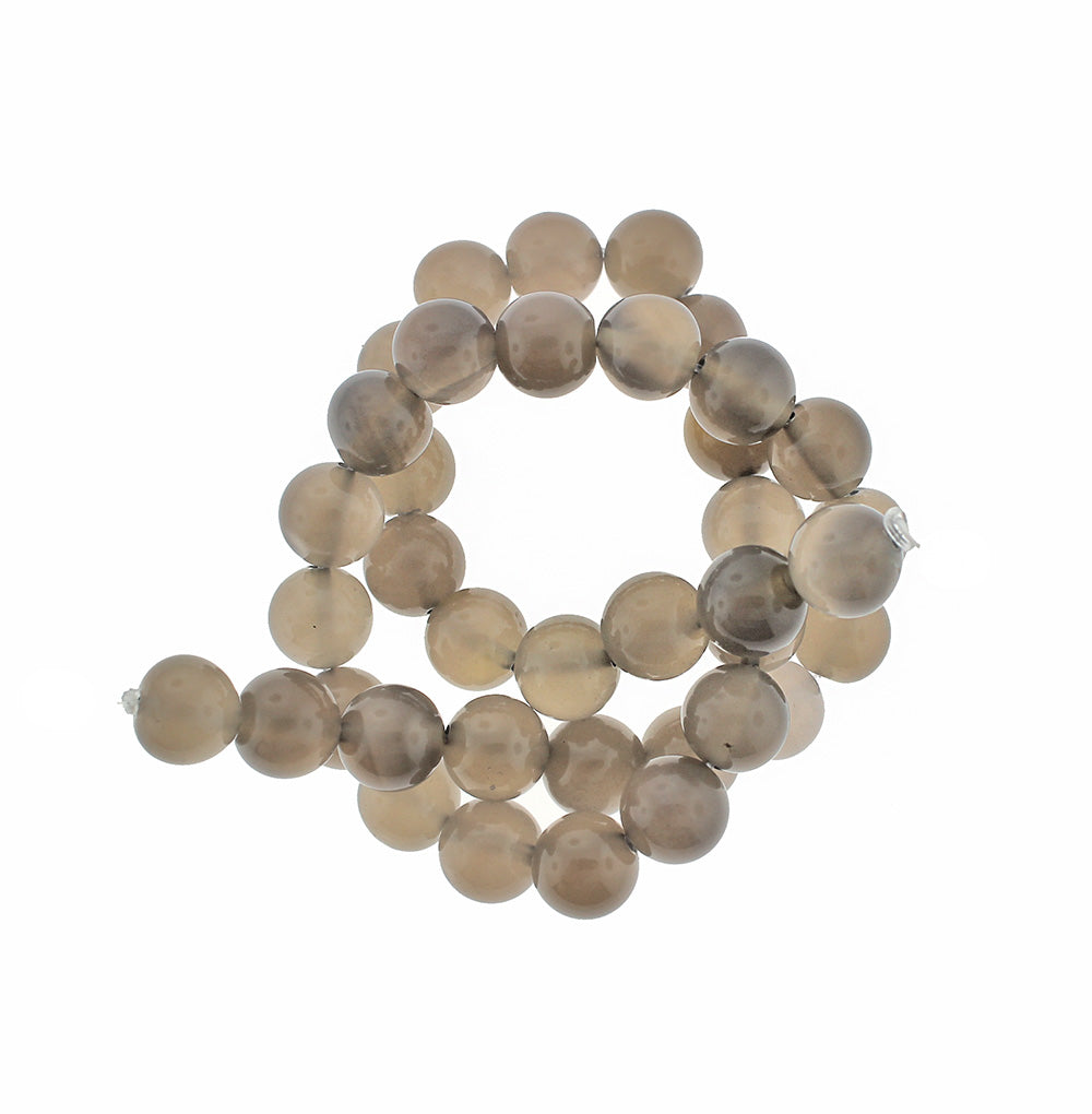 Round Natural Agate Beads 4mm -12mm - Choose Your Size - Stormy Grey - 1 Full 15.5" Strand - BD1832