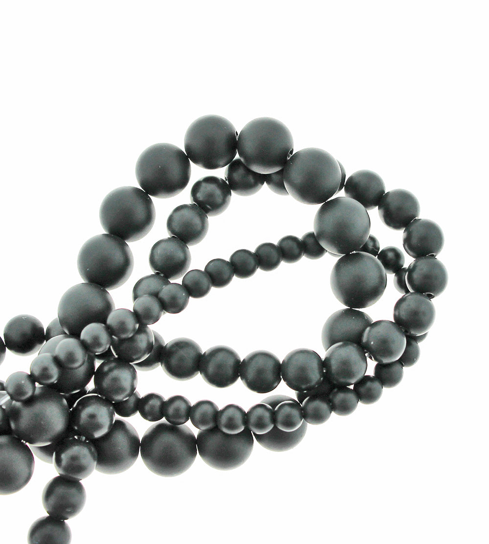Perles d'agate naturelle rondes 4mm -8mm - Choisissez votre taille - Noir mat - 1 brin complet de 15" - BD1873