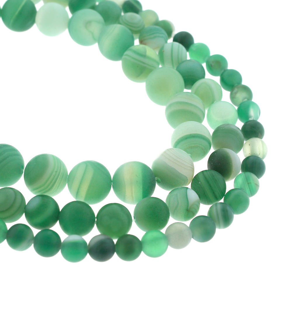 Round Natural Agate Beads 6mm -10mm - Choose Your Size - Emerald Green Marble - 1 Full 15" Strand - BD1844