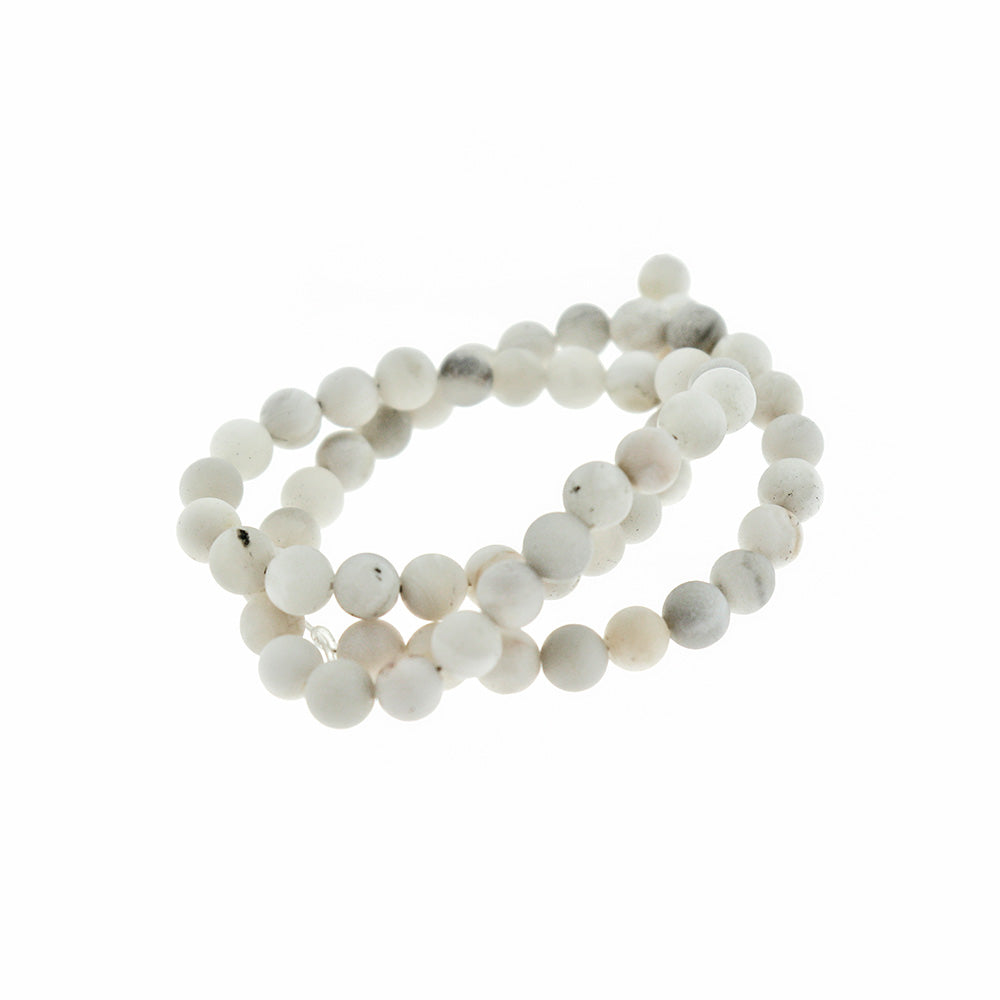 Round Natural Agate Beads 6mm - 12mm - Choose Your Size - Grey Marble - 1 Full 15.5" Strand - BD2470