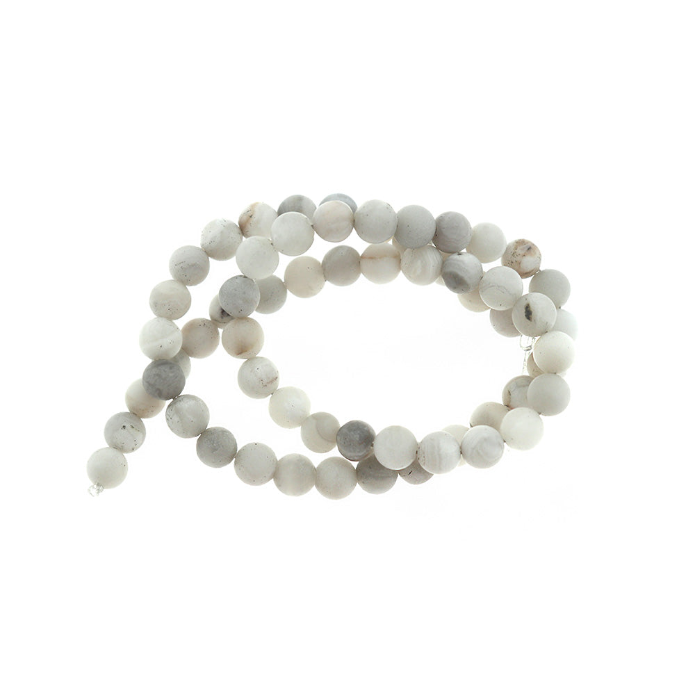 Round Natural Agate Beads 6mm - 12mm - Choose Your Size - Grey Marble - 1 Full 15.5" Strand - BD2470