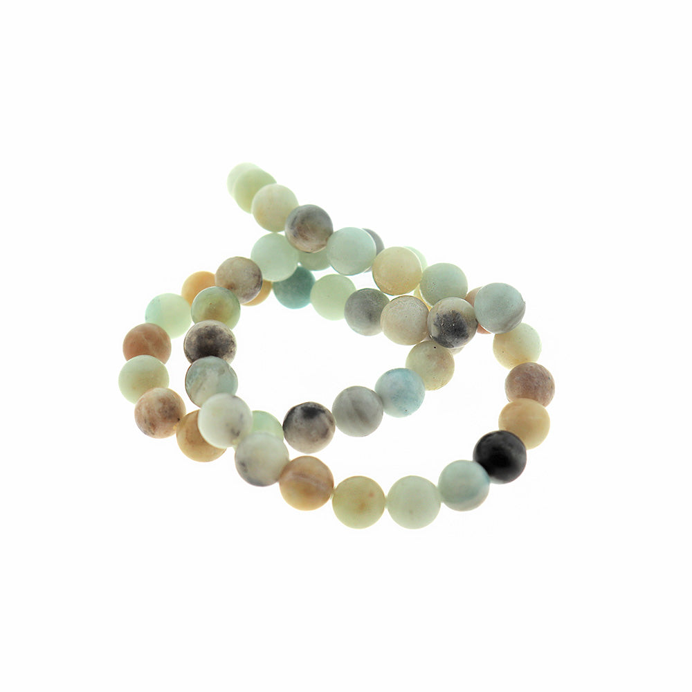 Perles rondes en amazonite naturelle 8 mm - Tons de plage sereins - 1 brin 47 perles - BD2395
