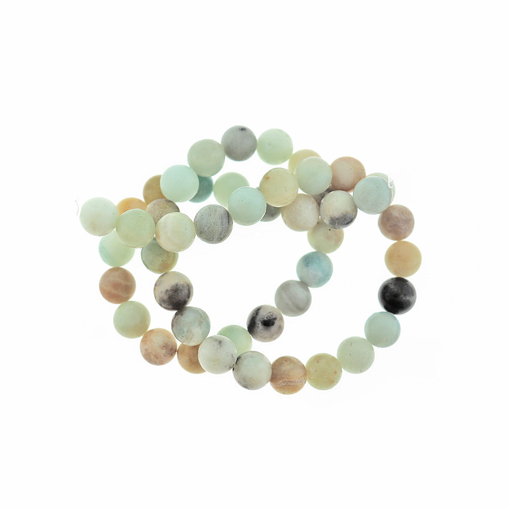 Perles rondes en amazonite naturelle 8 mm - Tons de plage sereins - 1 brin 47 perles - BD2395