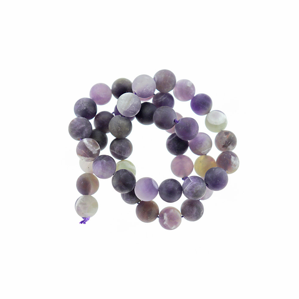 Round Natural Amethyst Beads 6mm - 10mm - Choose Your Size - Frosted Purple - 1 Full 15.74" Strand - BD1626