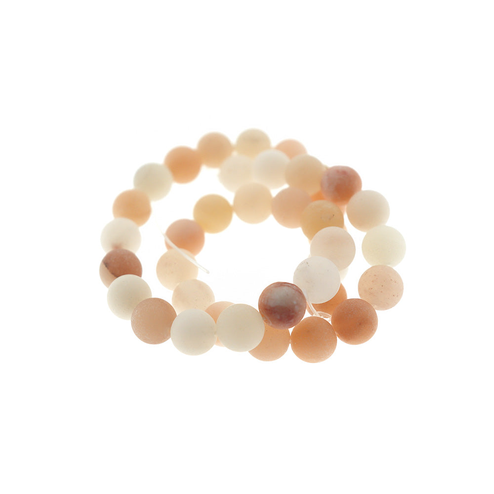 Perles d'aventurine naturelles rondes 6mm -12mm - Choisissez votre taille - Roses douces givrées - 1 brin complet de 15,5" - BD302