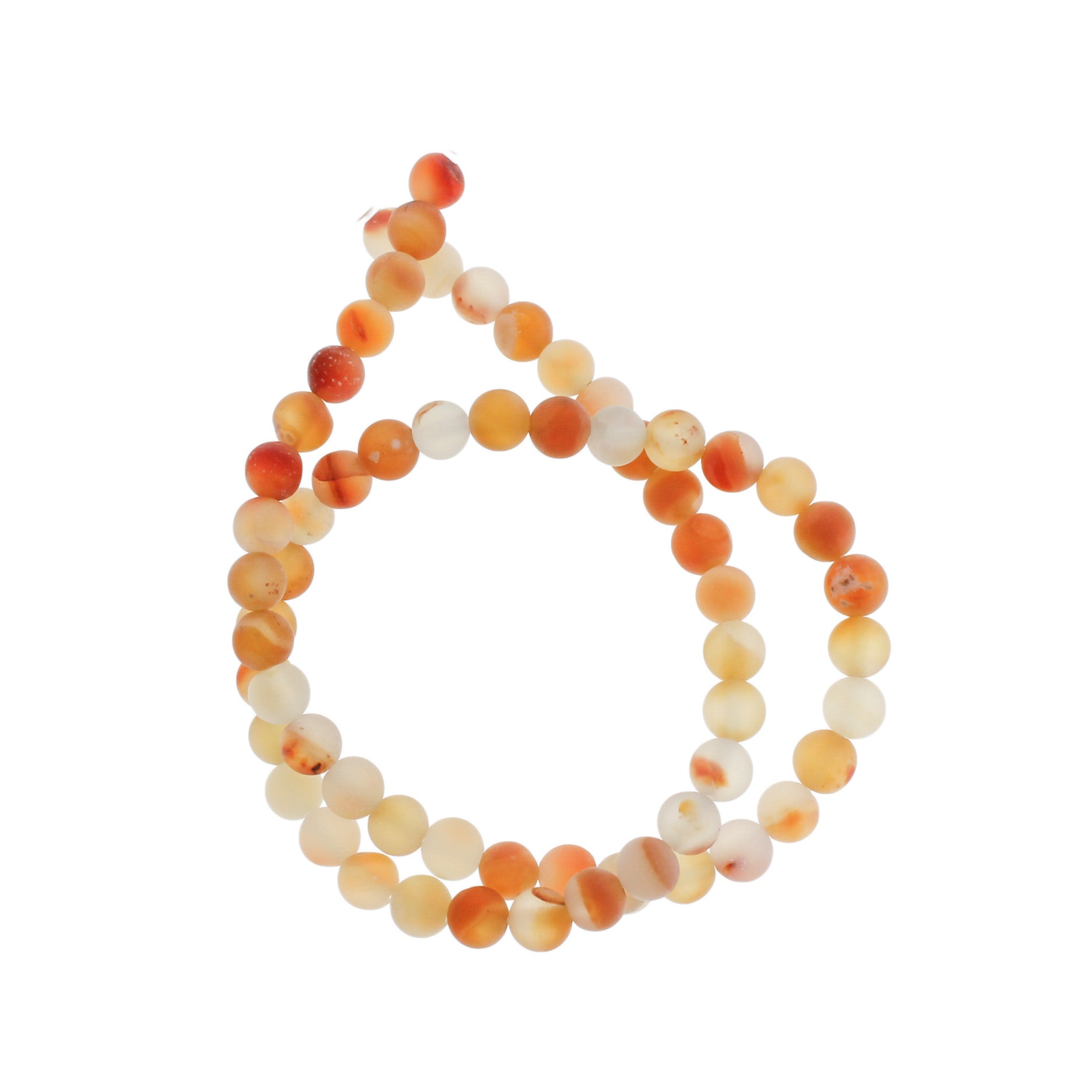 Perles de cornaline naturelles rondes 6mm - 8mm - Choisissez votre taille - Rouge feu givré et oranges - 1 brin complet - BD1670