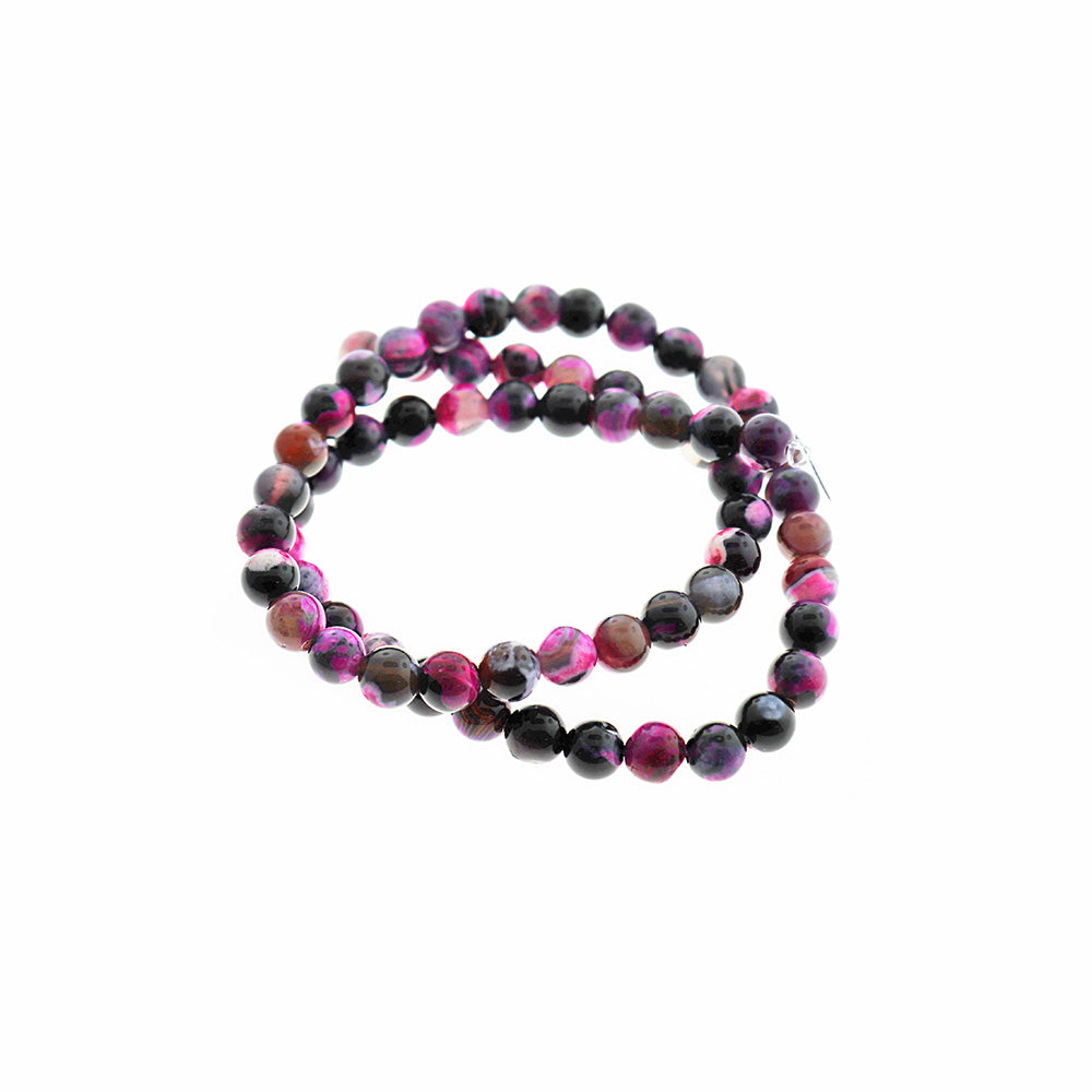 Round Natural Fire Agate Beads 4mm - 8mm - Choose Your Size - Polished Orchid - 1 Full 15" Strand - BD2648