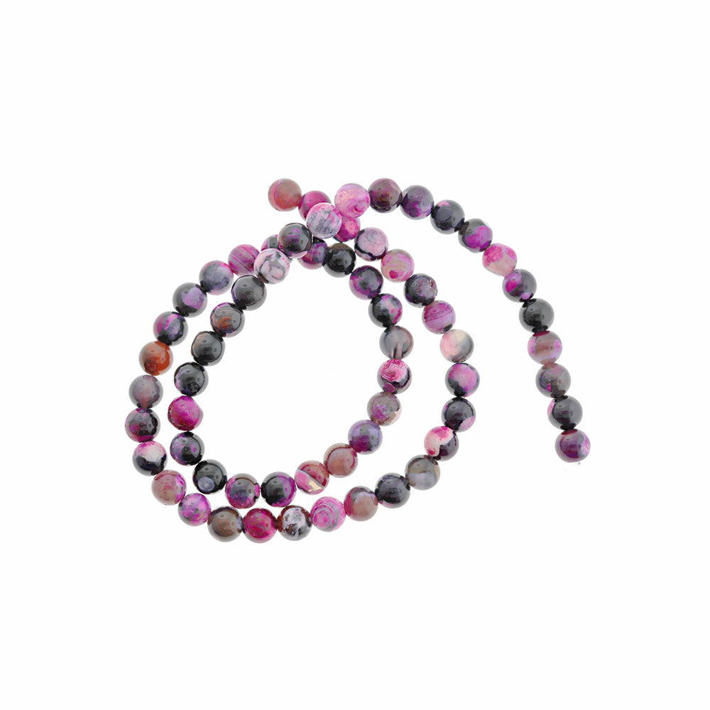 Round Natural Fire Agate Beads 4mm - 8mm - Choose Your Size - Polished Orchid - 1 Full 15" Strand - BD2648