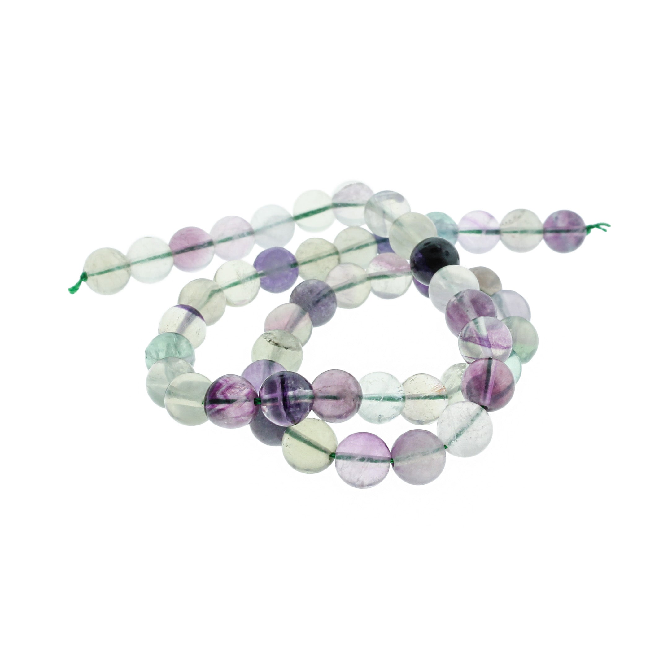 Perles de fluorite naturelles rondes 6mm - 10mm - Choisissez votre taille - Violets, bleus et verts - 1 brin complet de 15" - BD1829