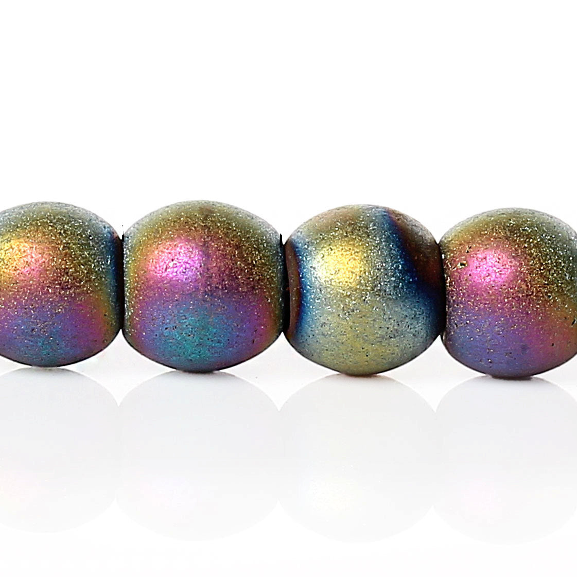 Round Natural Hematite Beads 4mm - Frosted Electroplated - 1 Strand 110 Beads - Choose Your Color!
