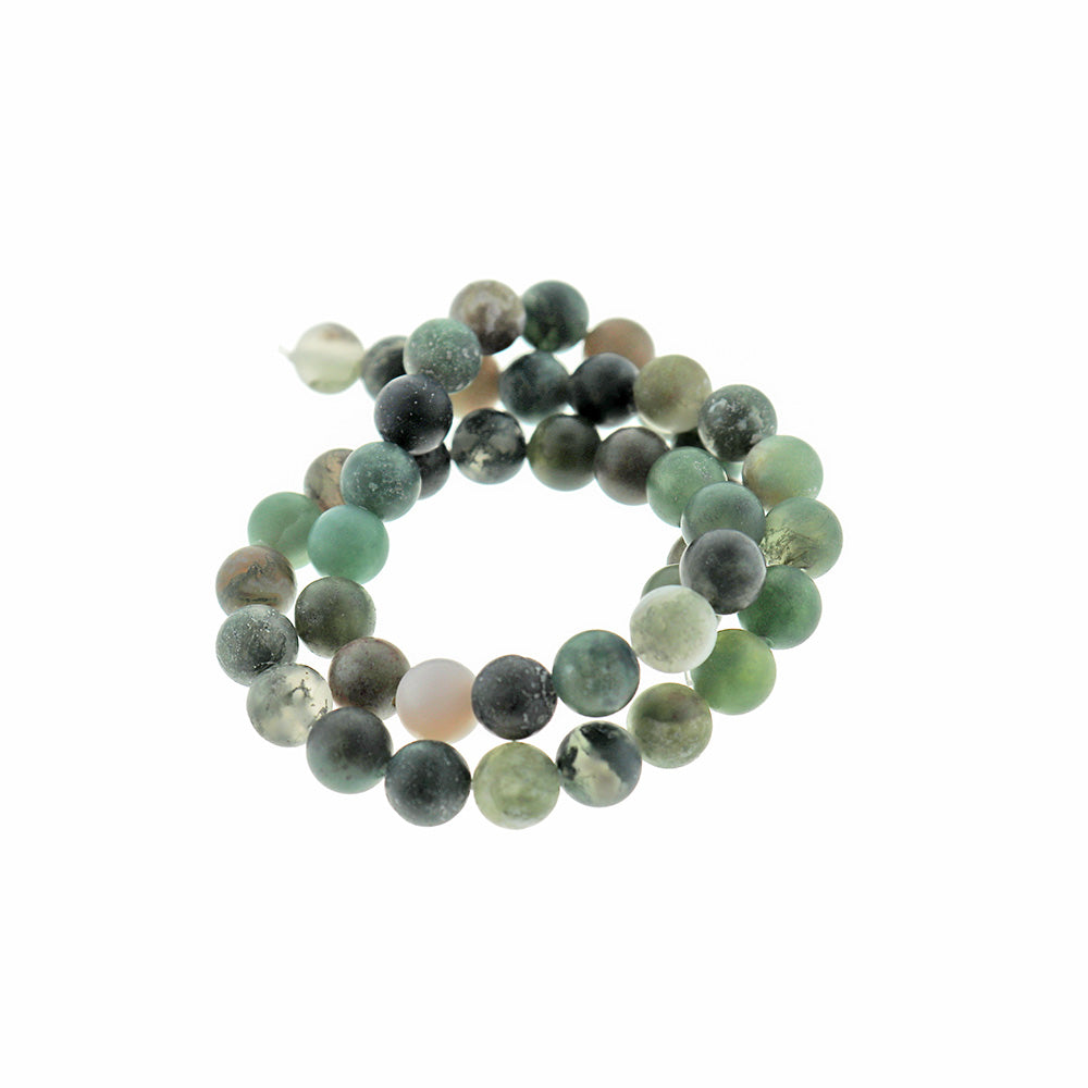 Round Natural Indian Agate Beads 4mm -12mm - Choose Your Size - Muted Forest Tones - 1 Full 15" Strand - BD2502