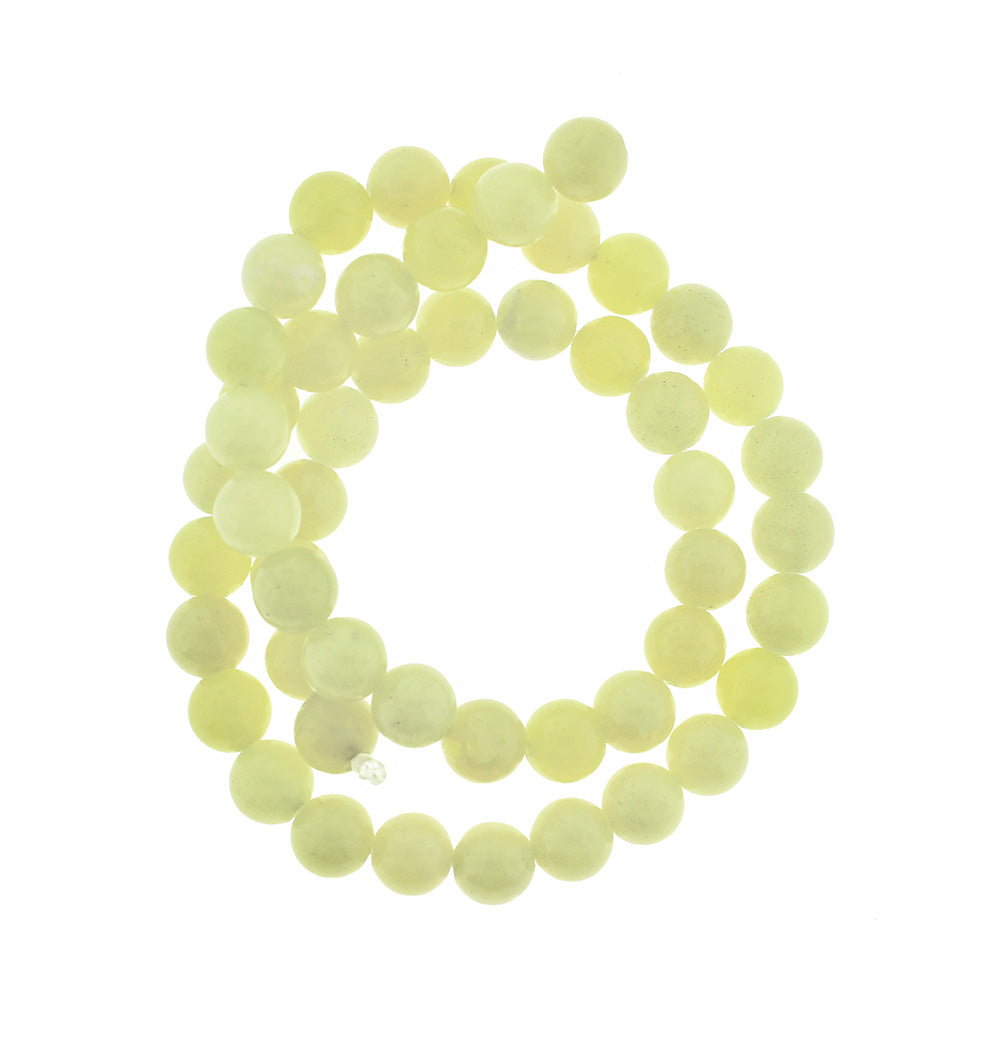 Perles de jade naturelles rondes 4mm - 10mm - Choisissez votre taille - Jaune citron - 1 brin complet de 15" - BD1846