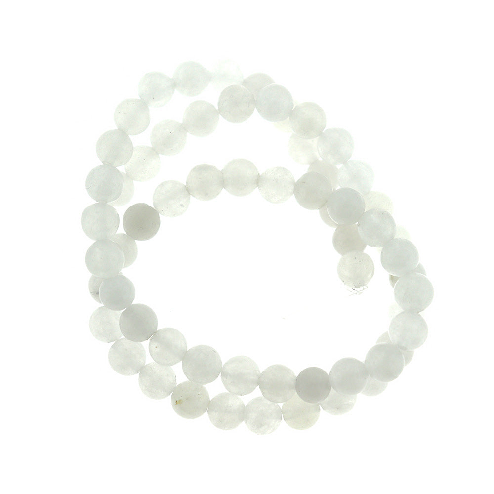 Perles de Jade Naturelles Rondes 6mm - Blanc - 1 Rang 64 Perles - BD2387