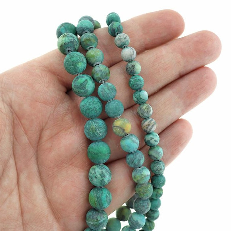 Round Natural Jasper Beads 6mm - 10mm - Choose Your Size - Forest Green - 1 Full 14.5" Strand - BD2308