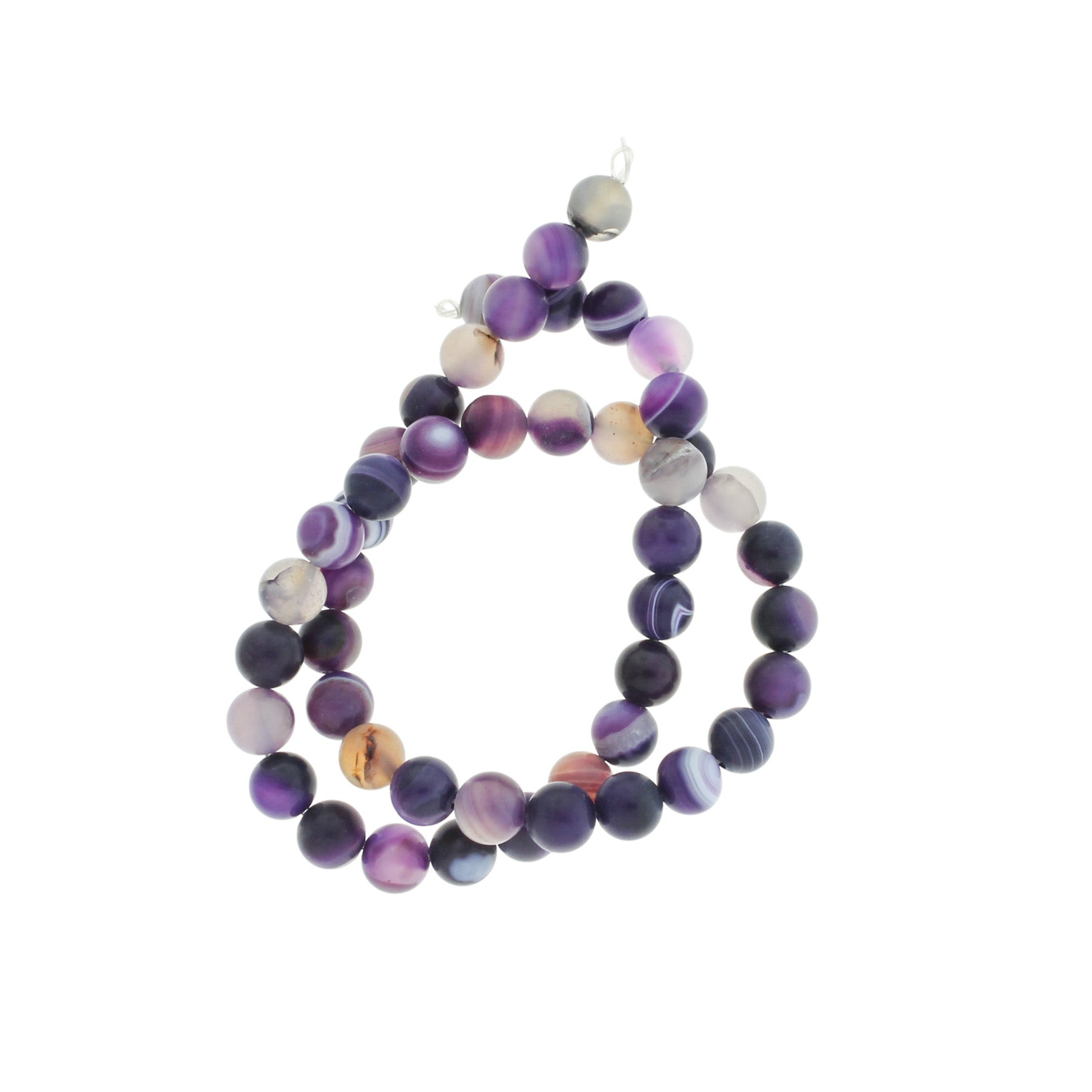 Perles rondes en agate de dentelle naturelle 6mm - 10mm - Choisissez votre taille - Violets foncés - 1 brin complet de 15" - BD2085