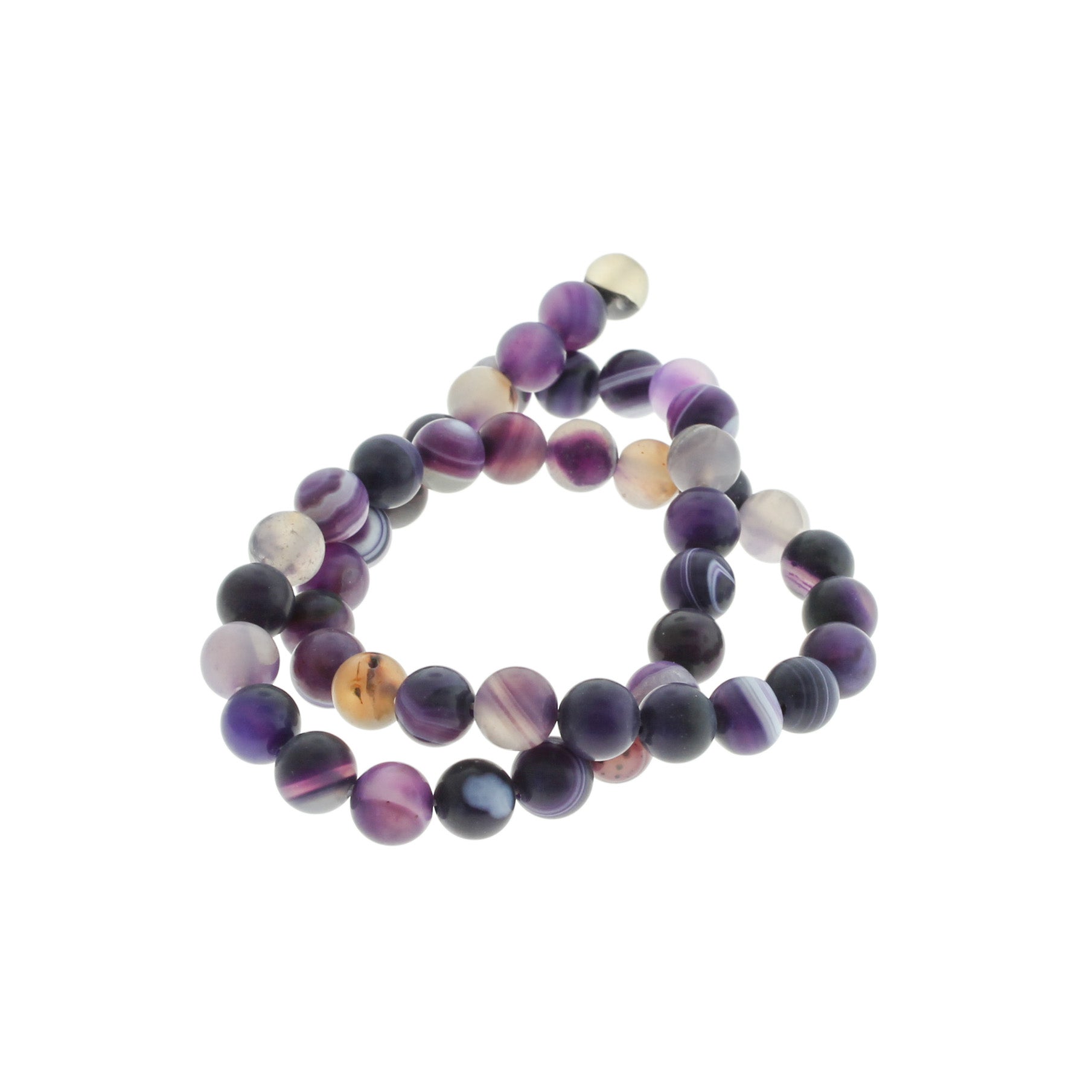 Perles rondes en agate de dentelle naturelle 6mm - 10mm - Choisissez votre taille - Violets foncés - 1 brin complet de 15" - BD2085