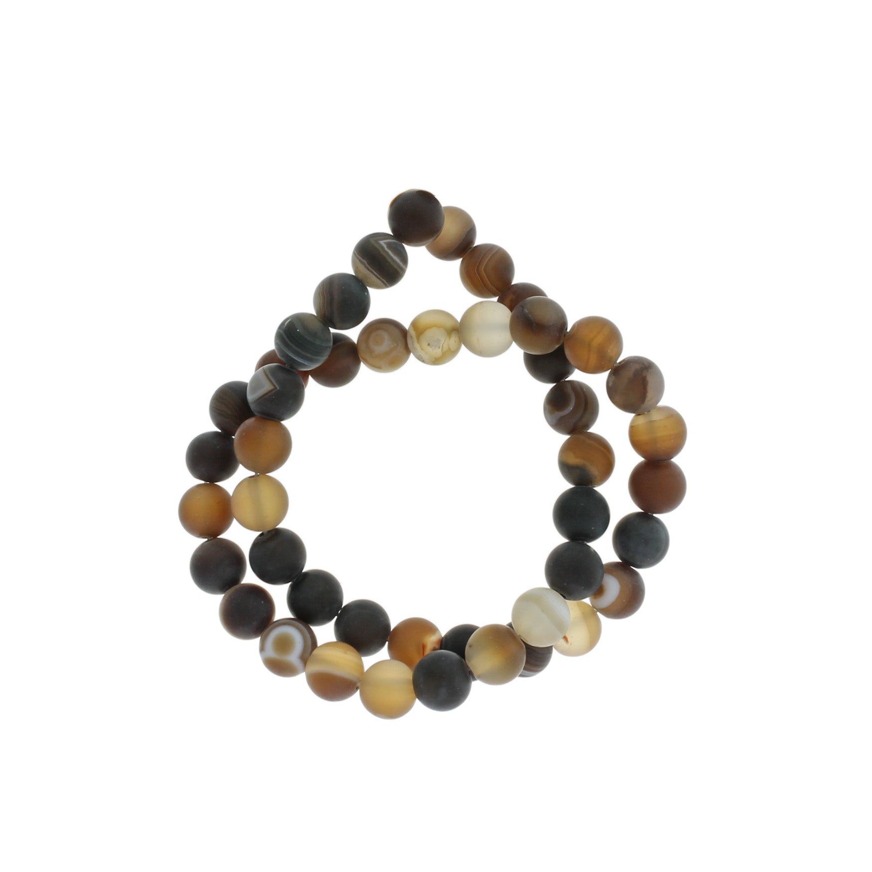 Perles rondes en agate de dentelle naturelle 6mm - 10mm - Choisissez votre taille - Tons brun terre - 1 brin complet de 15" - BD2161