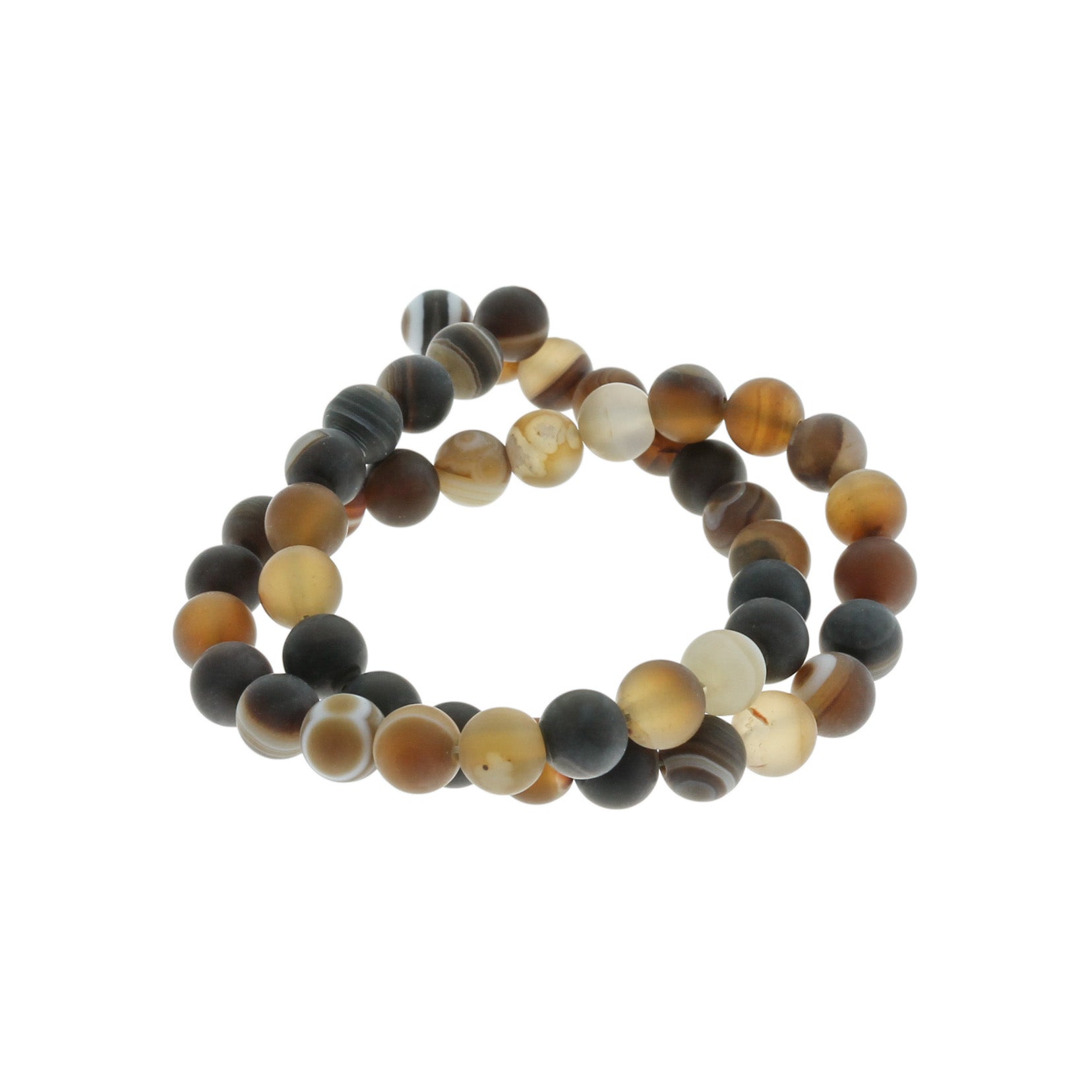 Perles rondes en agate de dentelle naturelle 6mm - 10mm - Choisissez votre taille - Tons brun terre - 1 brin complet de 15" - BD2161