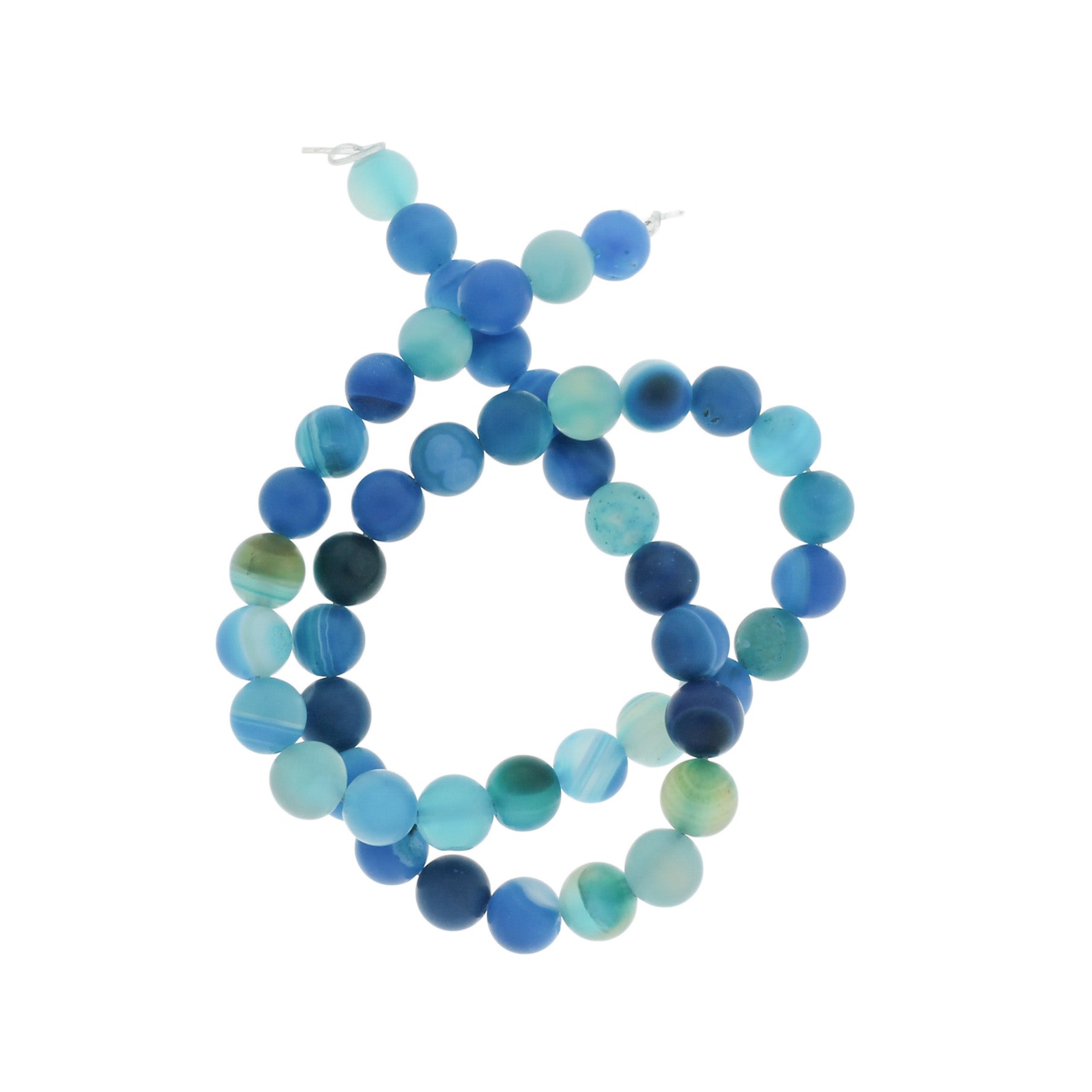 Perles rondes en dentelle naturelle Agate 6mm - 10mm - Choisissez votre taille - Bleu clair - 1 brin complet de 15" - BD2112