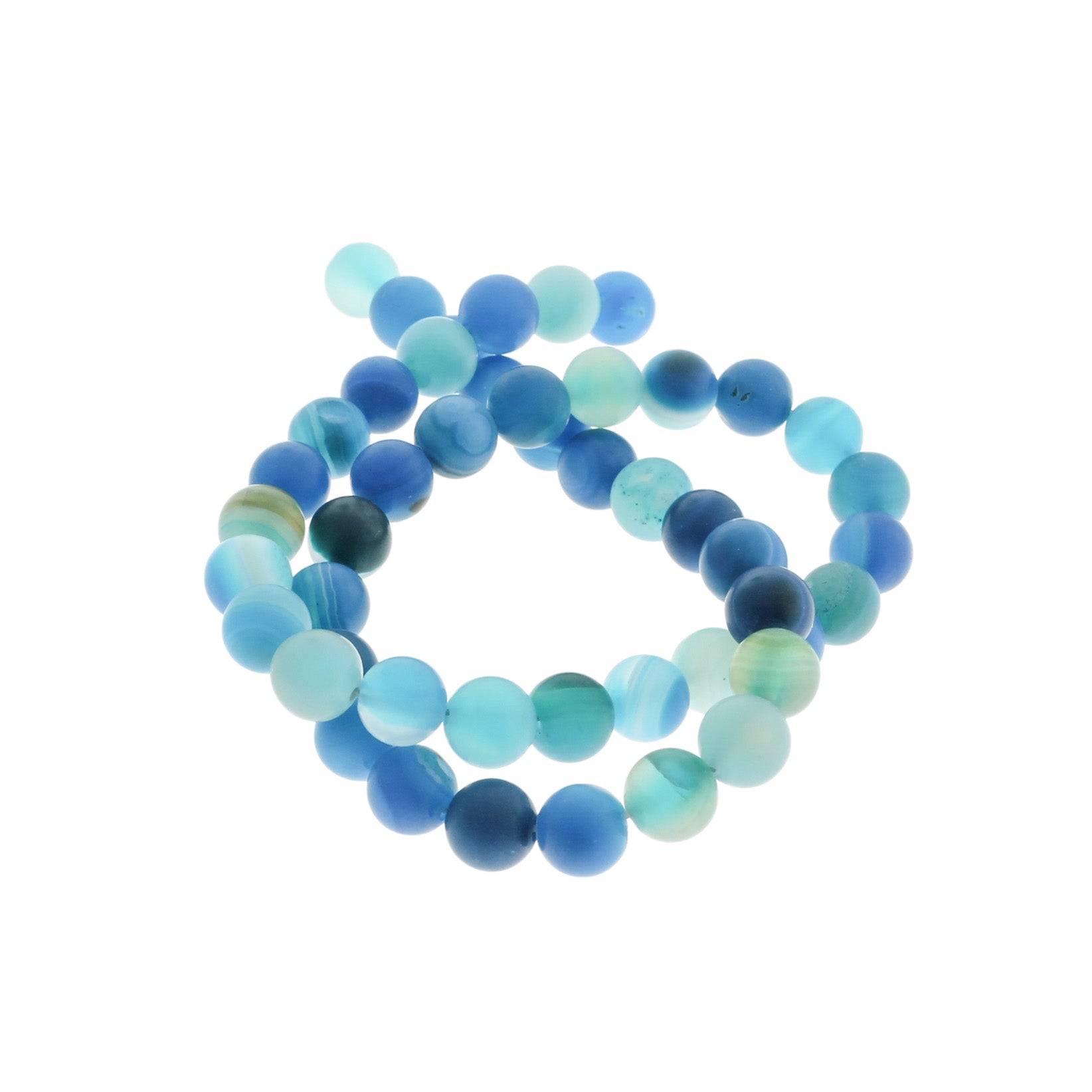 Perles rondes en dentelle naturelle Agate 6mm - 10mm - Choisissez votre taille - Bleu clair - 1 brin complet de 15" - BD2112