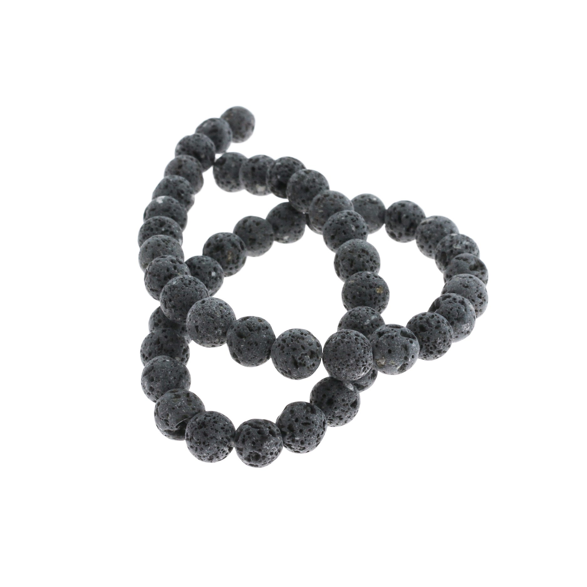 Round Natural Lava Beads 4mm - 12mm - Choose Your Size - Unwaxed Black - 1 Full 15.5" Strand - BD474
