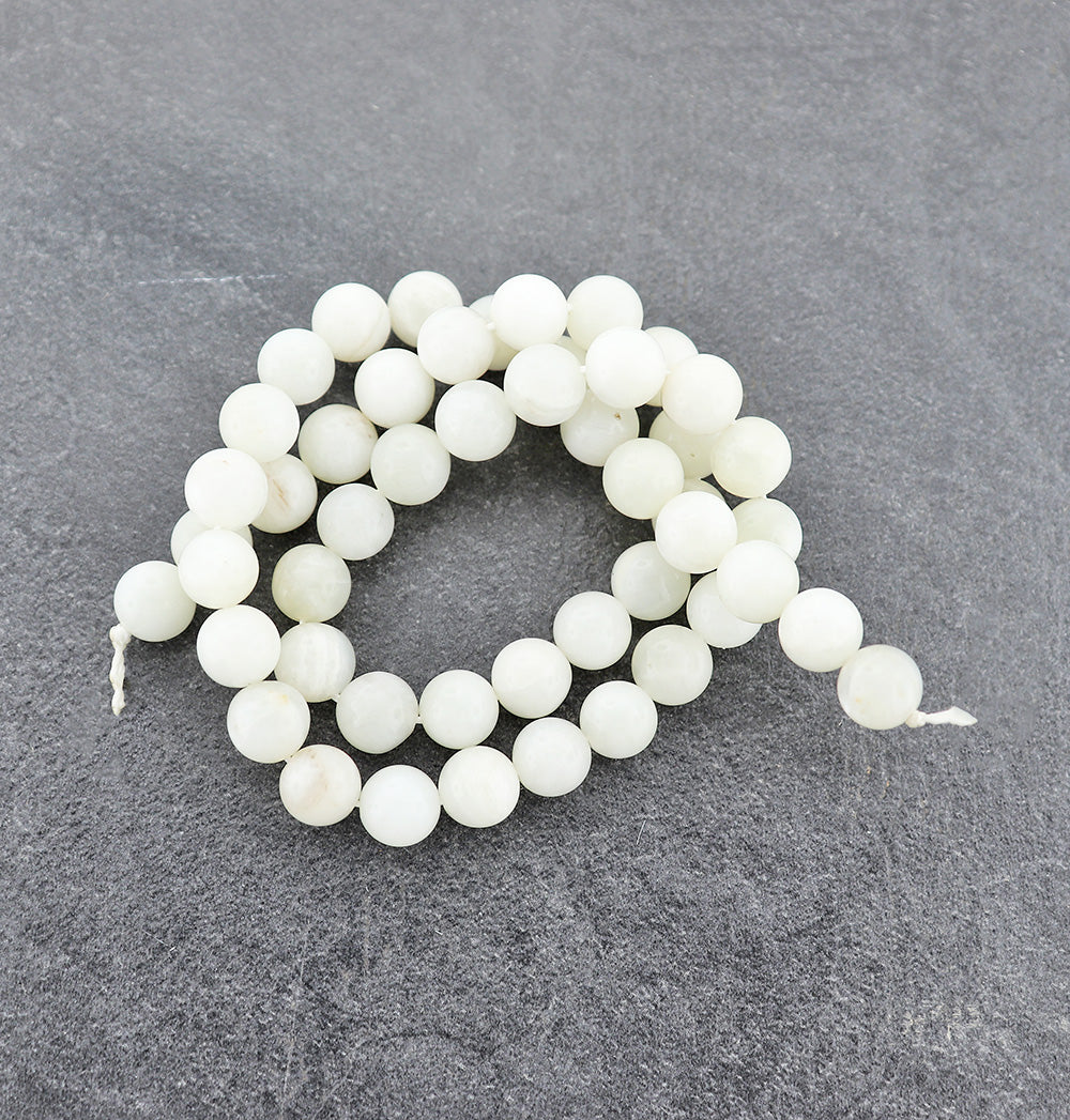 Round Natural Moonstone Beads 8mm - White Glow - 10 Beads - BD1858