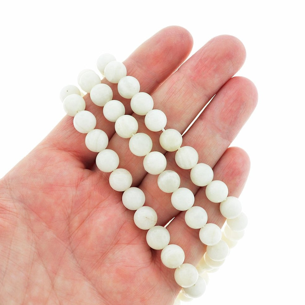 Round Natural Moonstone Beads 8mm - White Glow - 10 Beads - BD1858