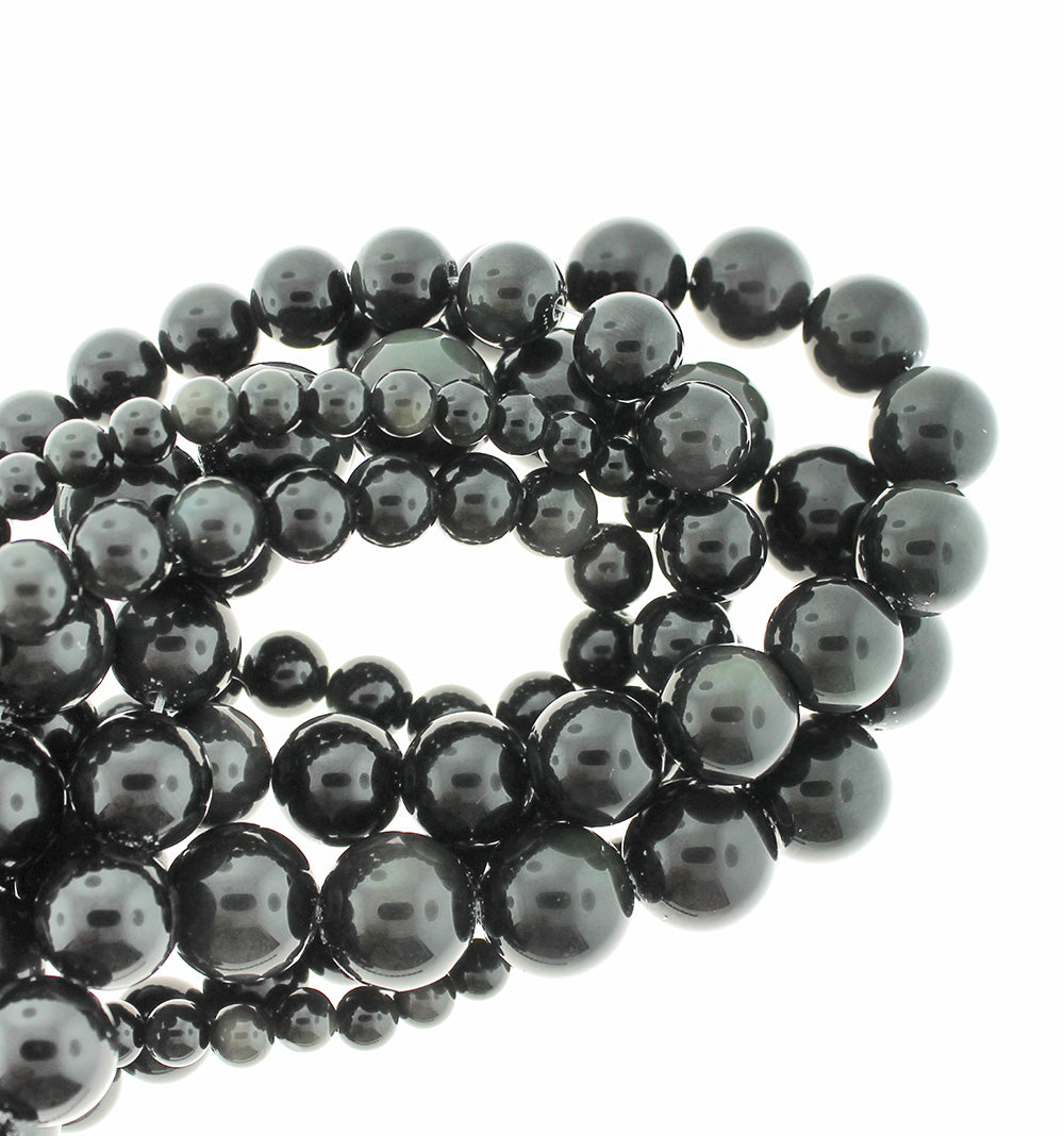 Round Natural Obsidian Beads 6mm - 14mm - Choose Your Size - Forest Green - 1 Full 15" Strand - BD1876