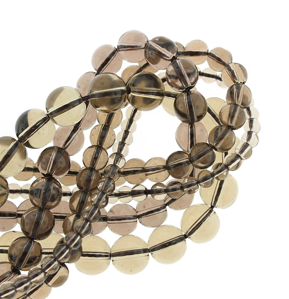 Round Natural Quartz Gemstone Beads 4mm - 10mm - Choose Your Size - Smoky Brown - 1 Full 15.5" Strand - BD1867
