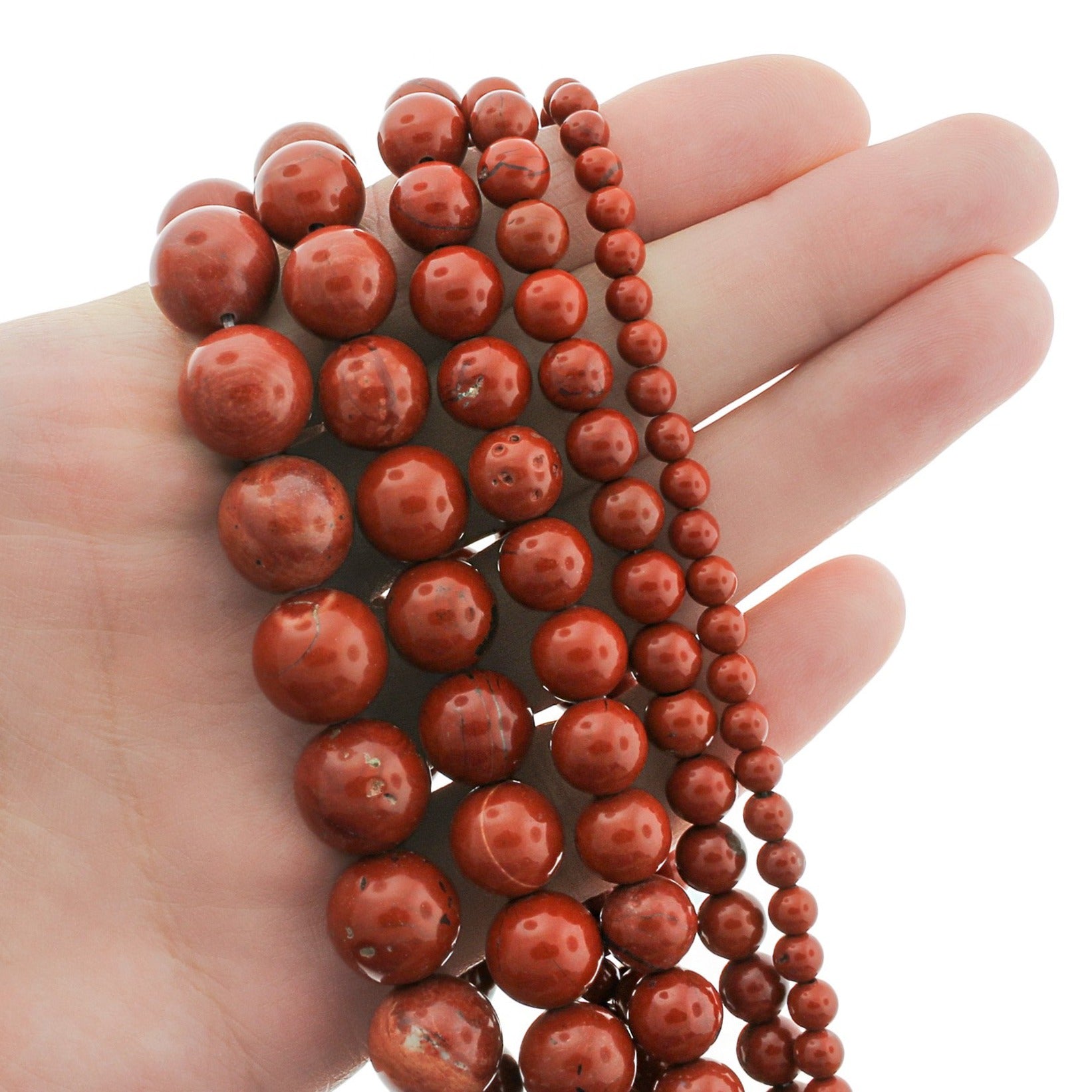 Round Natural Red Jasper Beads 4mm - 12mm - Choose Your Size - Brick Red - 1 Full 15" Strand - BD1820