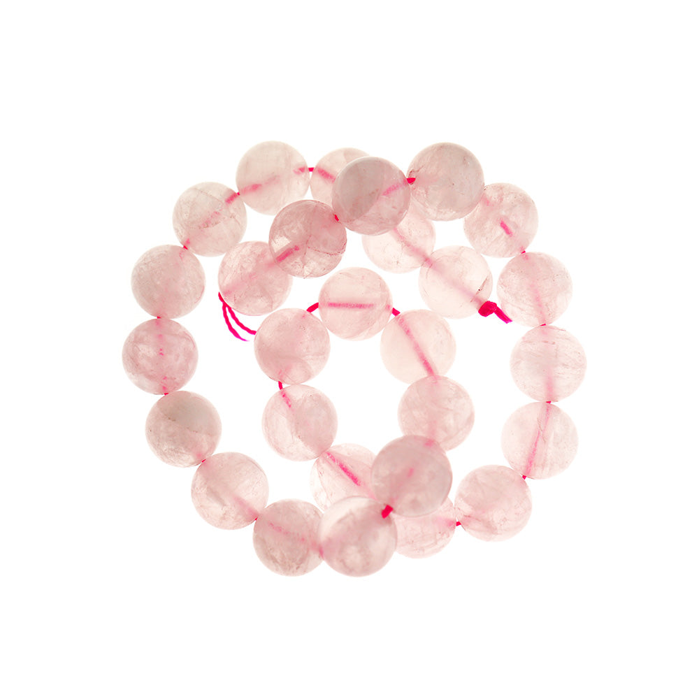 Round Natural Rose Quartz Beads 14mm - Petal Pink - 1 Strand 28 Beads - BD1770