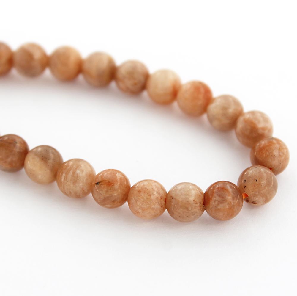 Round Natural Sunstone Beads 6mm - Champagne Pink - 20 Beads - BD1380