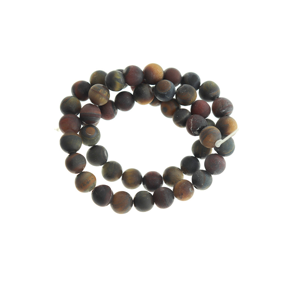 Perles rondes en oeil de tigre naturel 6mm - 10mm - Choisissez votre taille - Brun rougeâtre doré - 1 brin complet de 15,5" - BD1806